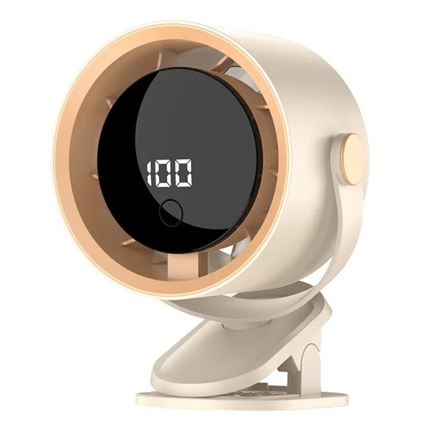 Clip-On USB Rechargeable Desktop Portable Small Fan Adjustment 5 Speed w/ LED display& Hook For Camping Office Home Stroller Car (products W/ battery,US Logistics For DHL Ground/ Fedex Ground. TK/TMEU only For self-pickup, self-pickup Cannot use USPS