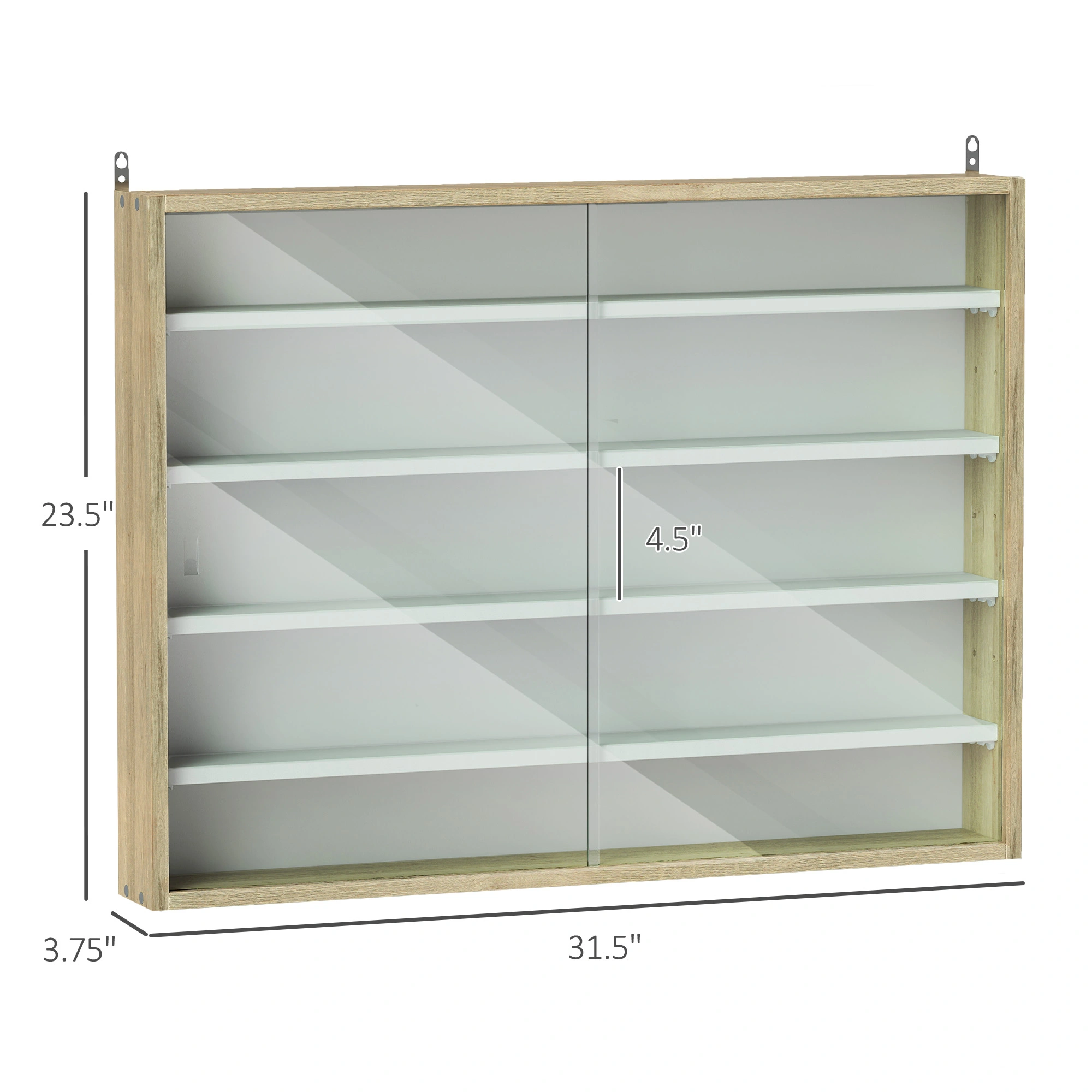 Free Standing Glass Display Cabinet Showcase Shelf Storage Rack with LED Light for Home Office Decor view 2