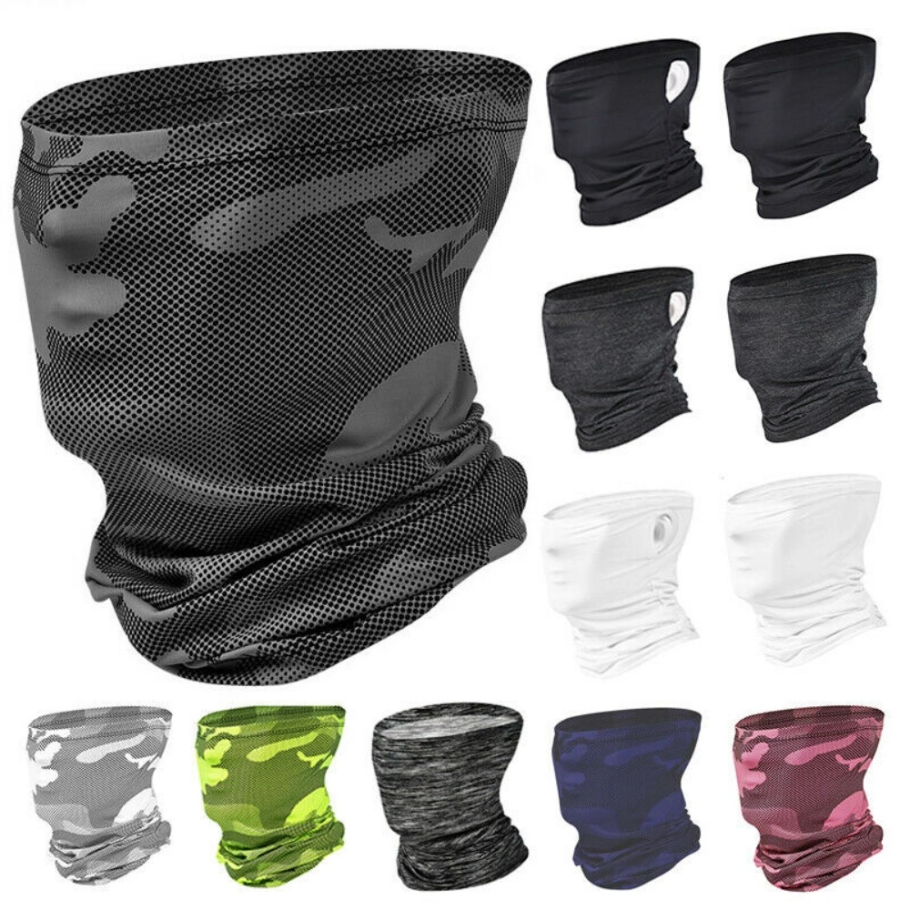 Motorcycle Balaclava Face Mask Neck Gaiter, Ice Silk Snood Scarf with Wristbands, Thermal Tube Scarf for Cycling Skiing