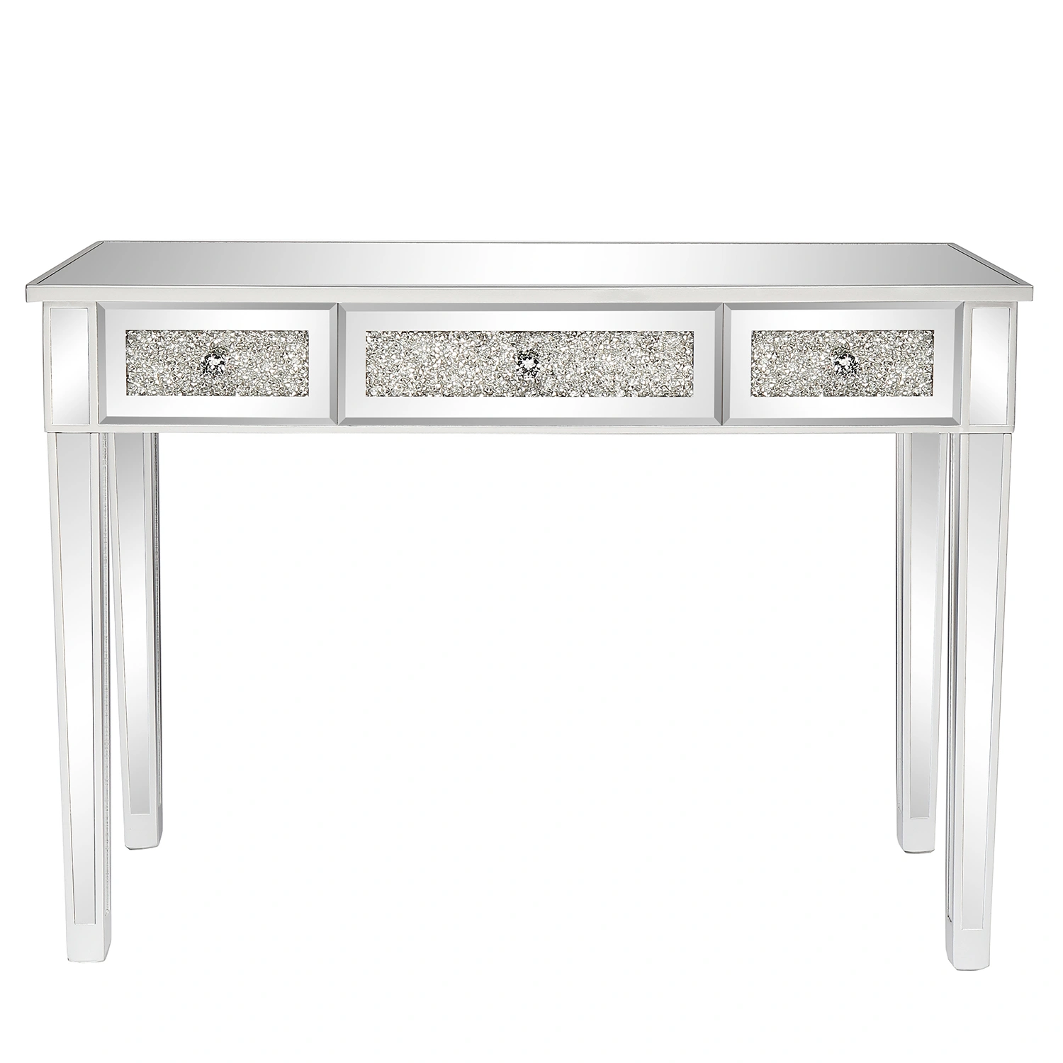 FCH Silver MDF Mirror Surface Broken Glass Three Pumping Computer Desk
