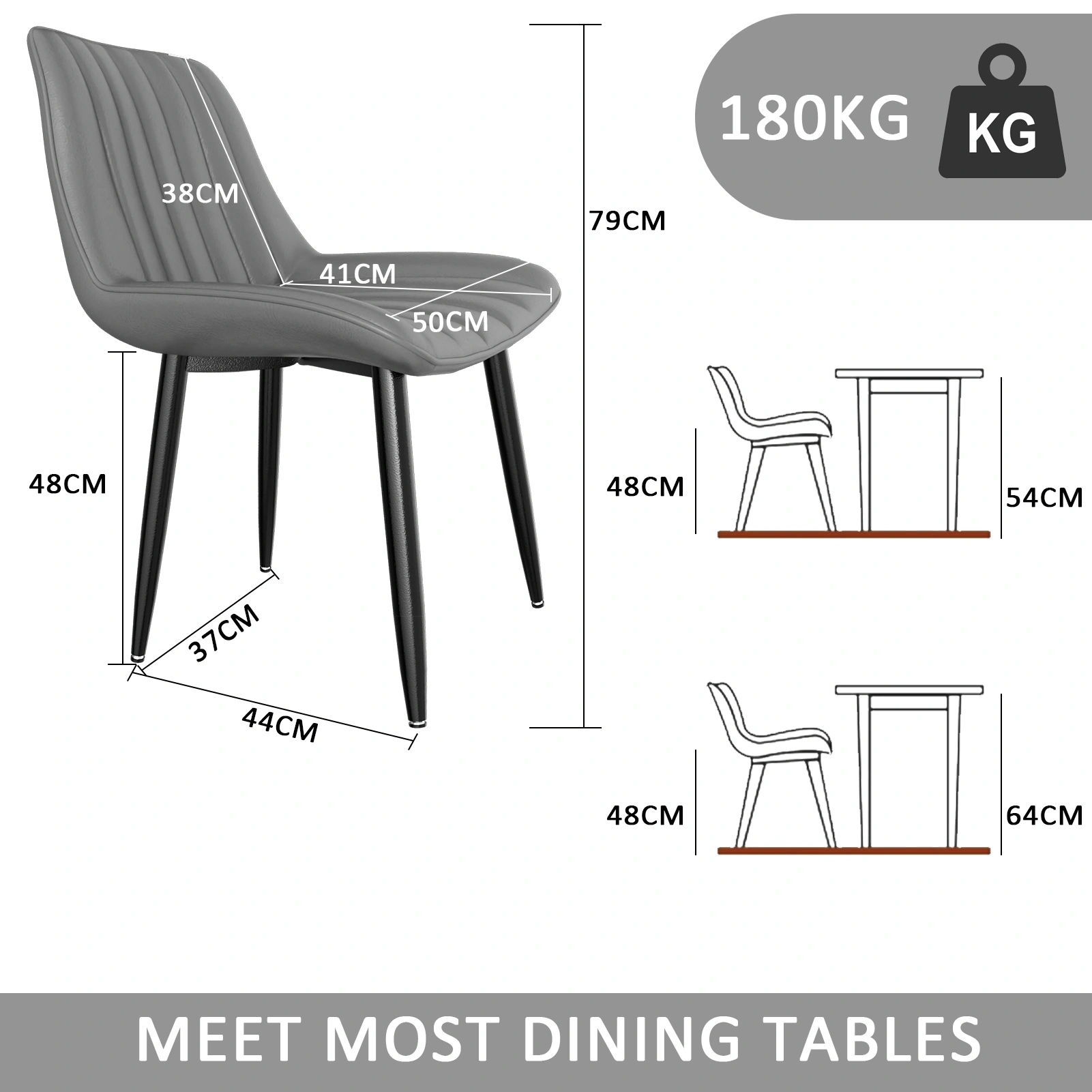 Modern Scandinavian Dining Chairs, Faux Leather High Back Kitchen Chair, Upholstered Accent Seat for Living Room view 2
