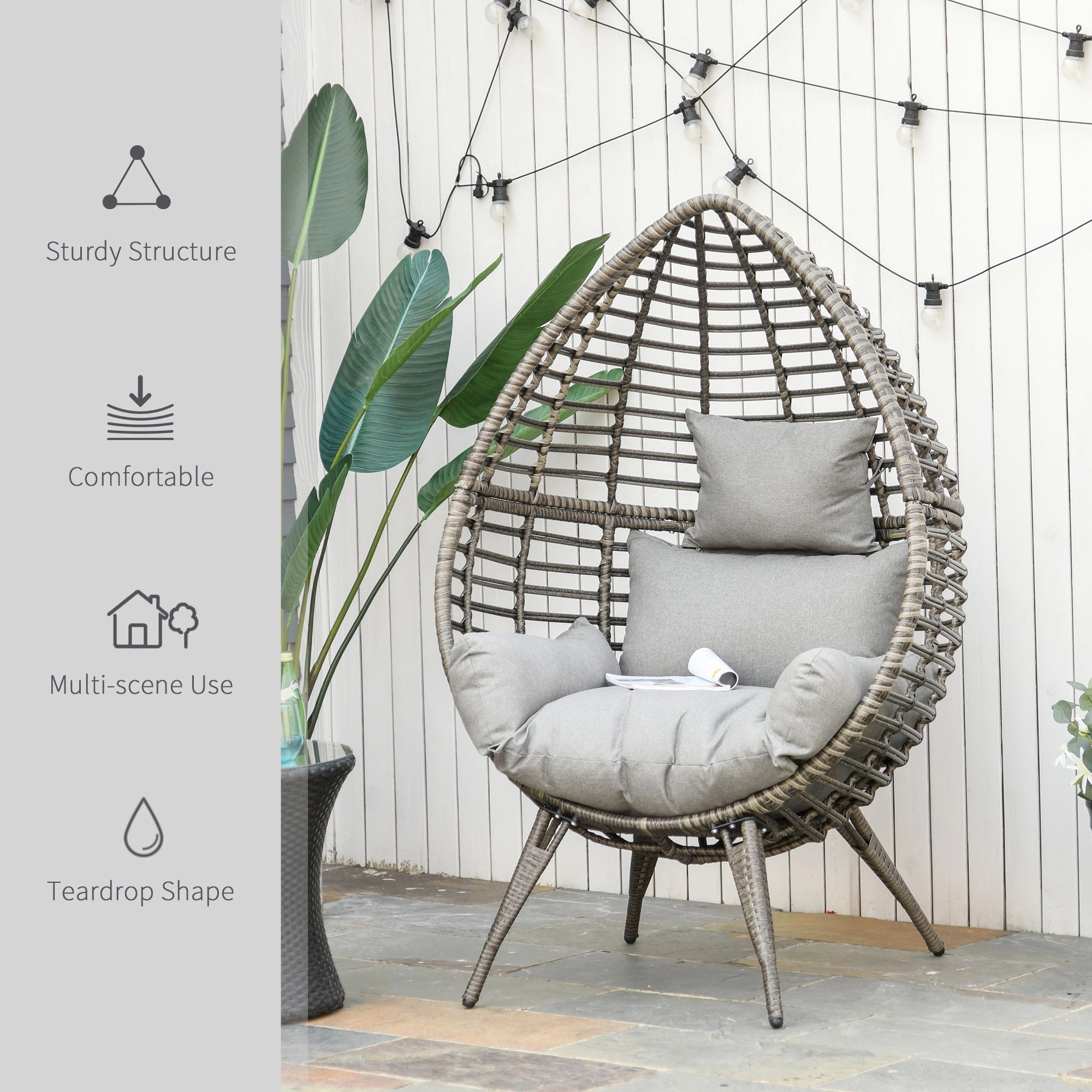 Outdoor Patio Furniture Set, 5-Piece Wicker Rattan Sectional Sofa with Cushions, Garden Conversation Seating for Deck Porch Backyard