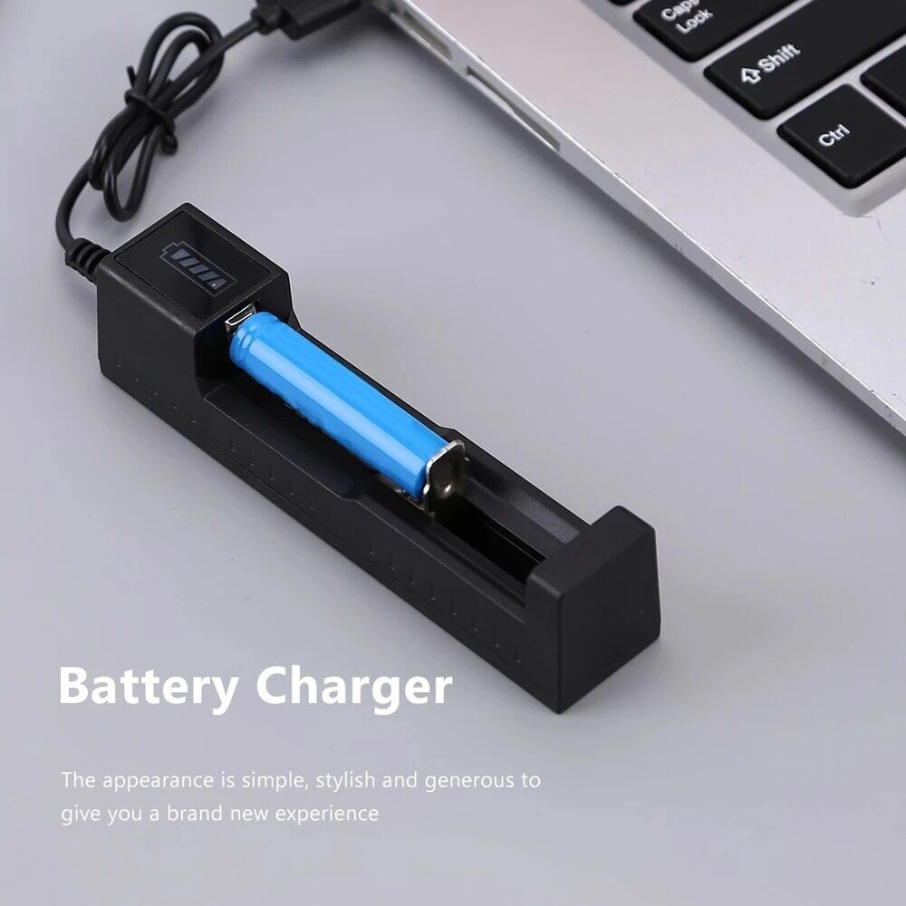 2x 18650 Rechargeable Batteries + USB Charger Set for Flashlight Headlamp