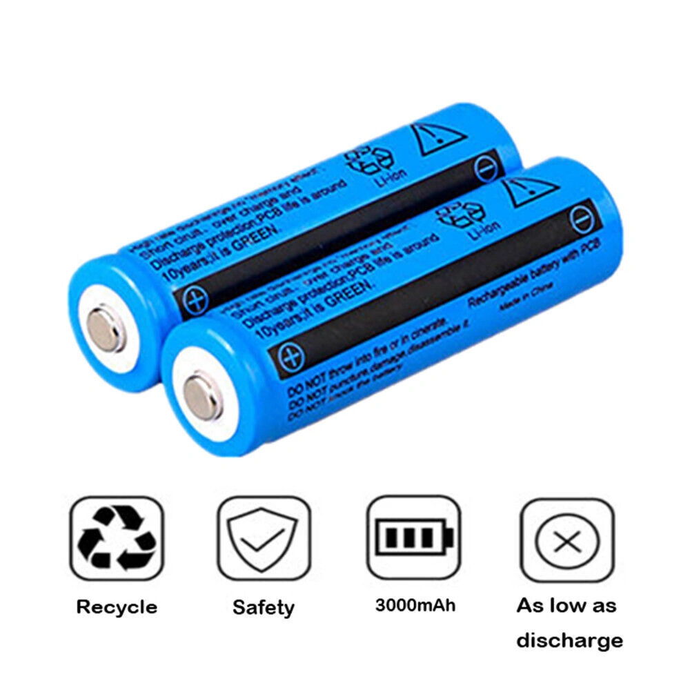 2x 18650 Rechargeable Batteries + USB Charger Set for Flashlight Headlamp view 2