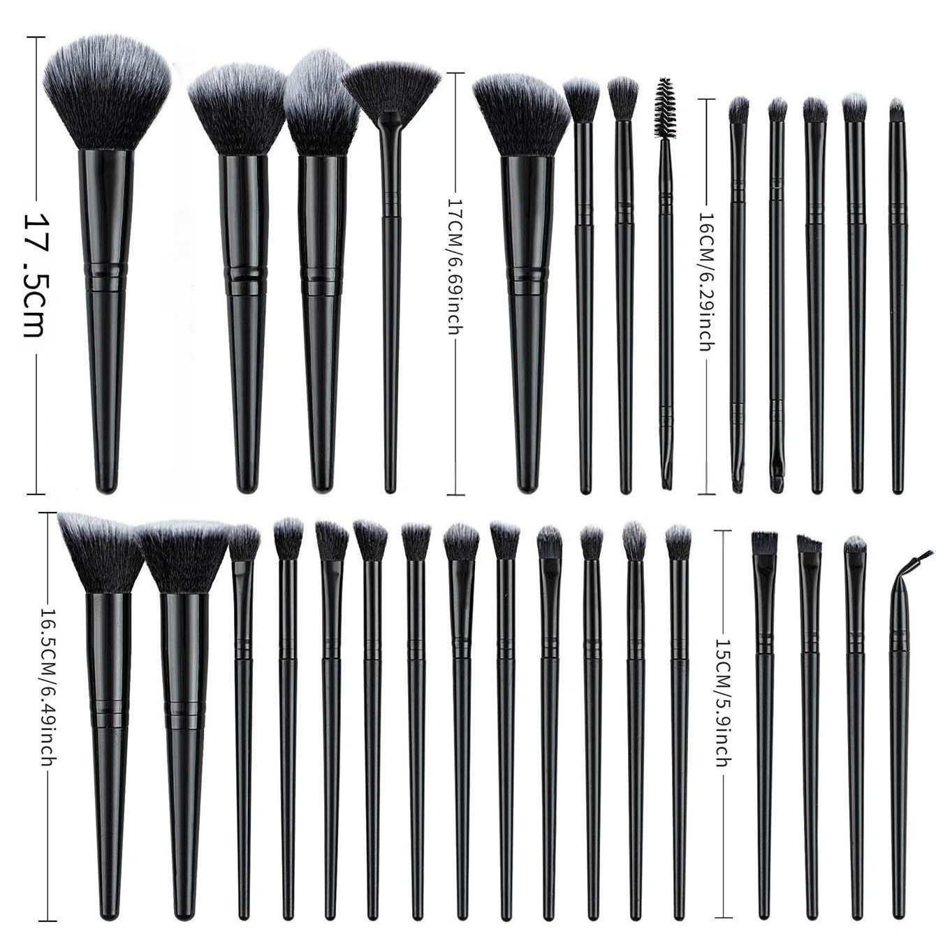 25PCS Makeup Brush Set, Black Concealer Blush Foundation Eyeshadow Cosmetic Brush Kit, Professional Makeup Tools view 3