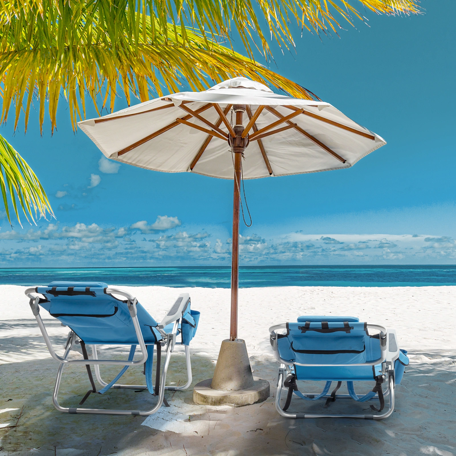 63*65*82cm Short Oxford Cloth Silver White Aluminum Tube Bearing 100kg Beach Chair Blue view 13