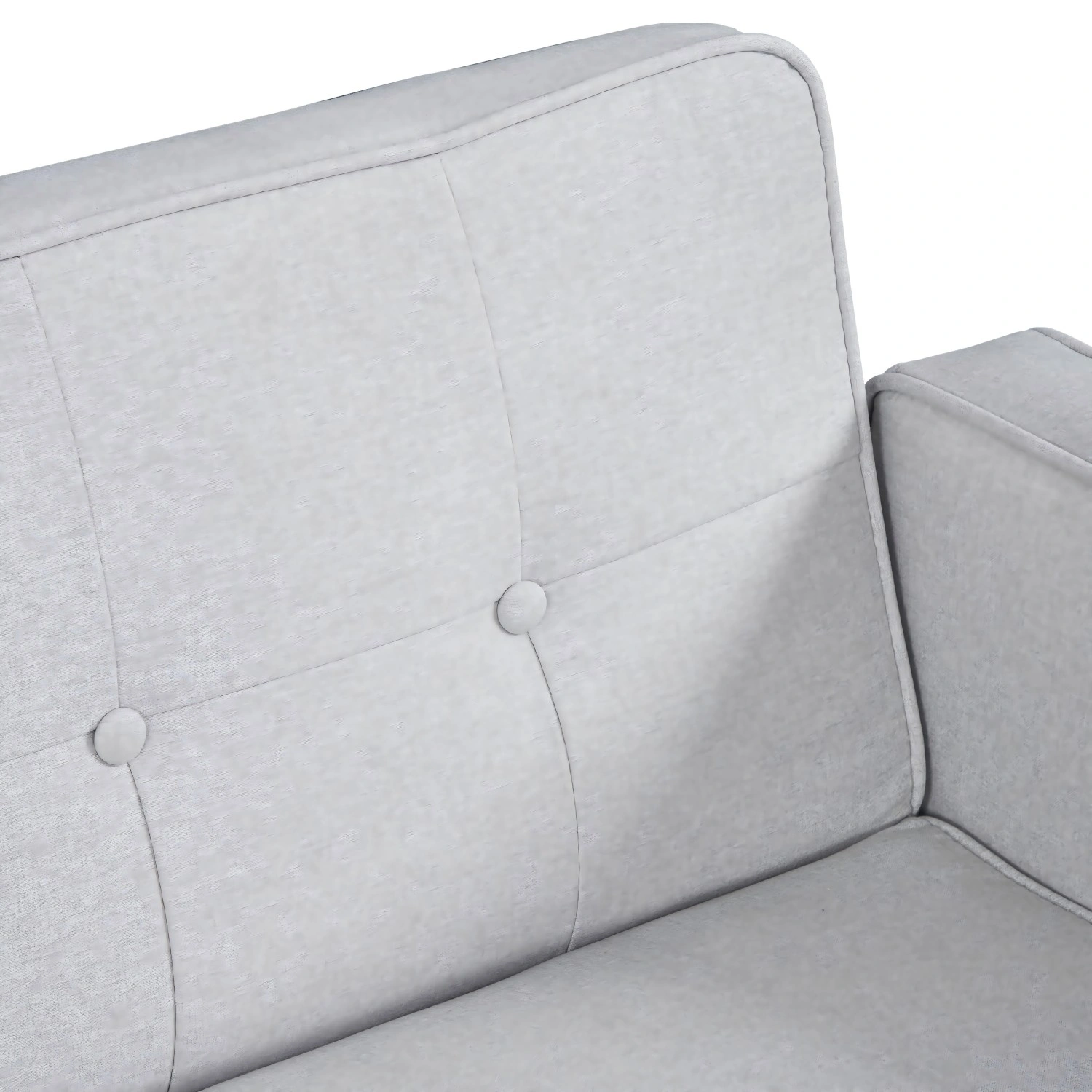 Modern Cotton Fabric Futon Sofa Bed, Tufted Backrest Reclining Couch, Adjustable Sofa with Wood Metal Legs, Compact Living Room Seat view 15