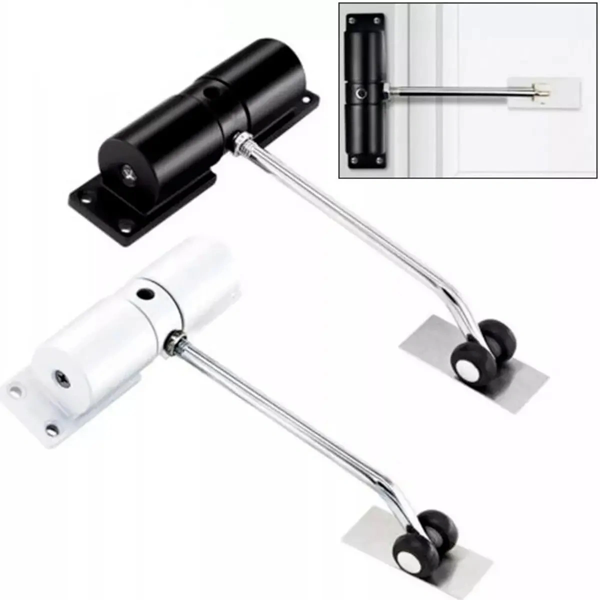 Heavy Duty Door Closer for High Usage Environments Adjustable Closing Speed Universal Fit White