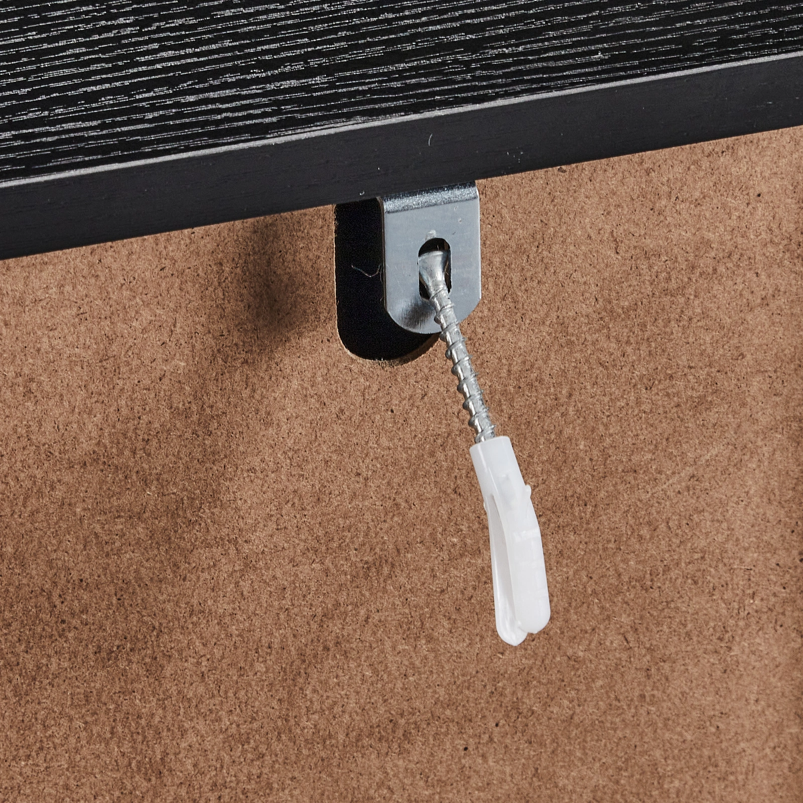 Handleless Grille-Finished 3-Drawer Bedside Table P2 Particleboard + MDF & Melamine Veneer + Thermoformed Drawer Cabinet 23.62*12.99*22.05in Black view 10