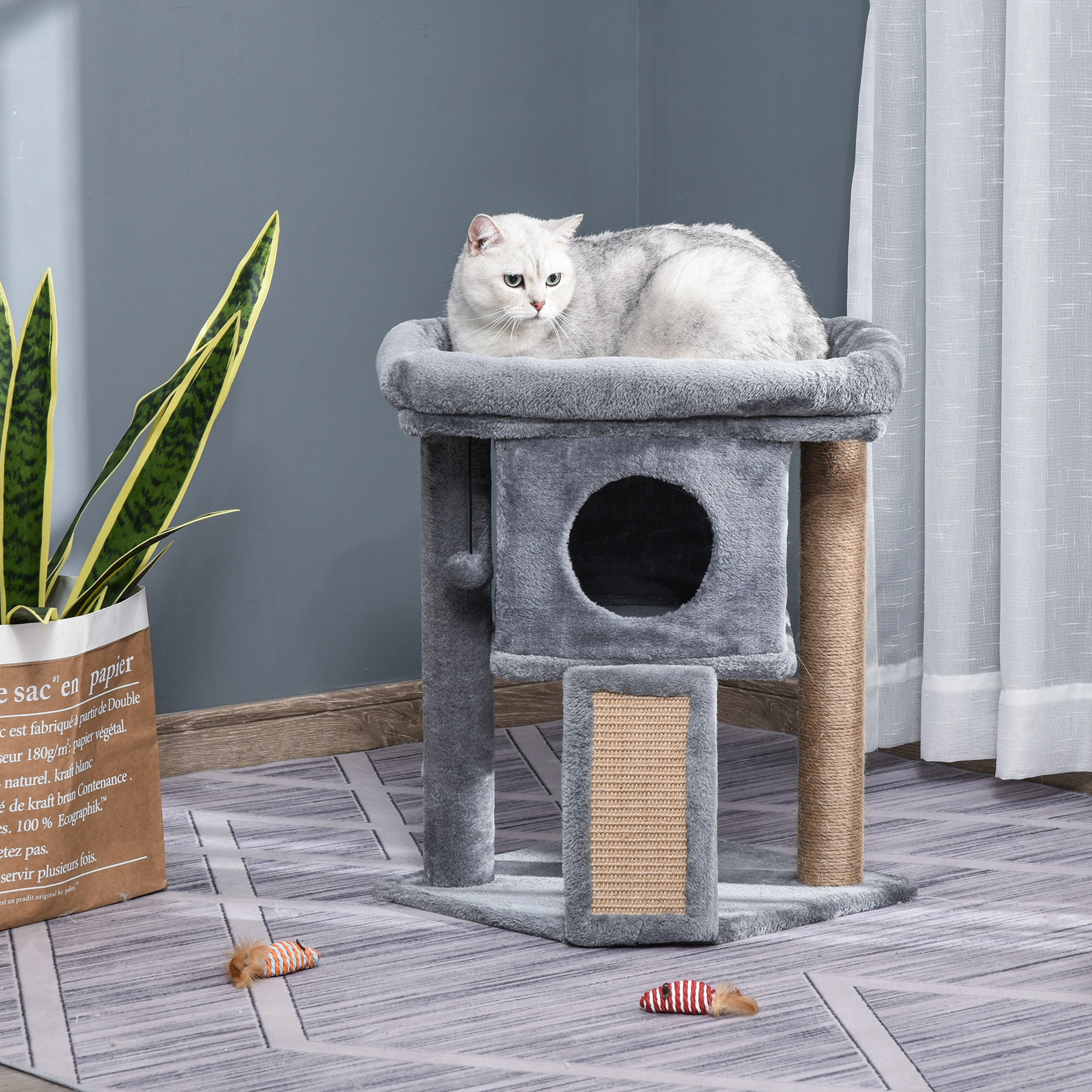 Multi-Level Cat Tree Tower with Scratching Posts, Condo Playhouse for Kittens & Cats, Cozy Perches, Plush Cushions, Sisal Rope