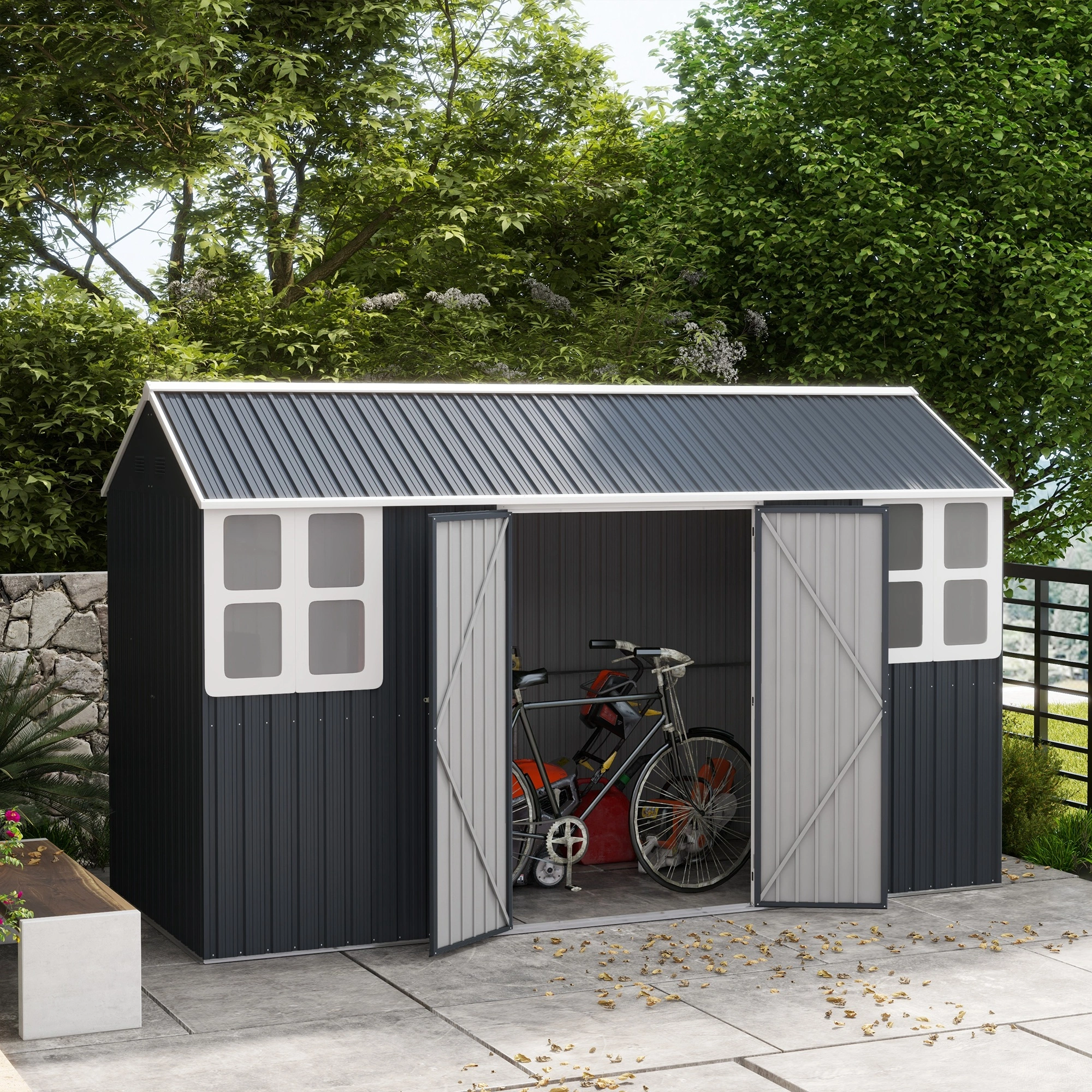 Heavy Duty Garden Shed 6x4 Outdoor Storage Metal Tool House with Roof for Yard Garden Garage Bike Equipment