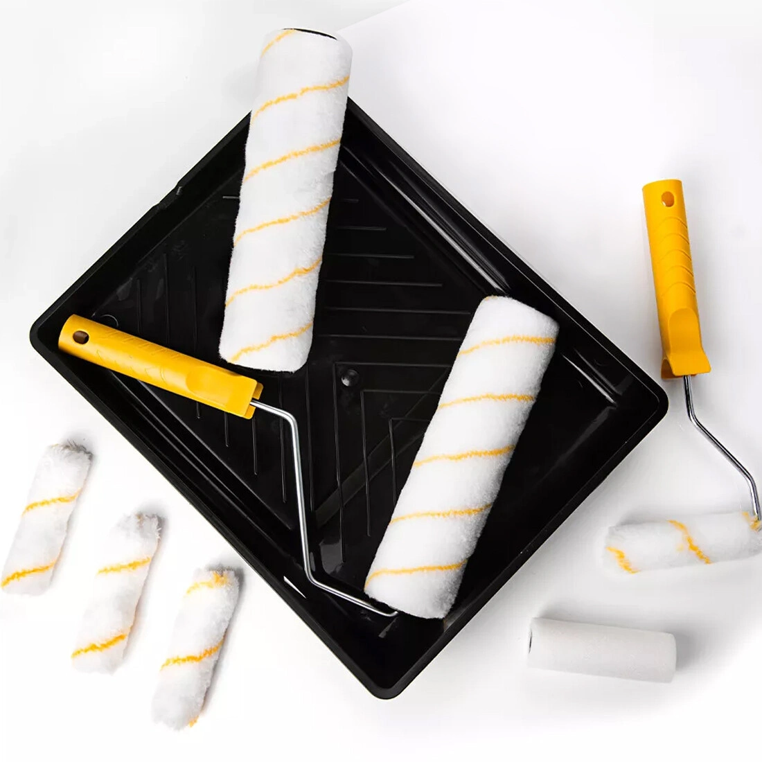 11 Piece Paint Roller Set Extendable Handle Wall Ceiling Paint Tray Roller Cover Kit UK