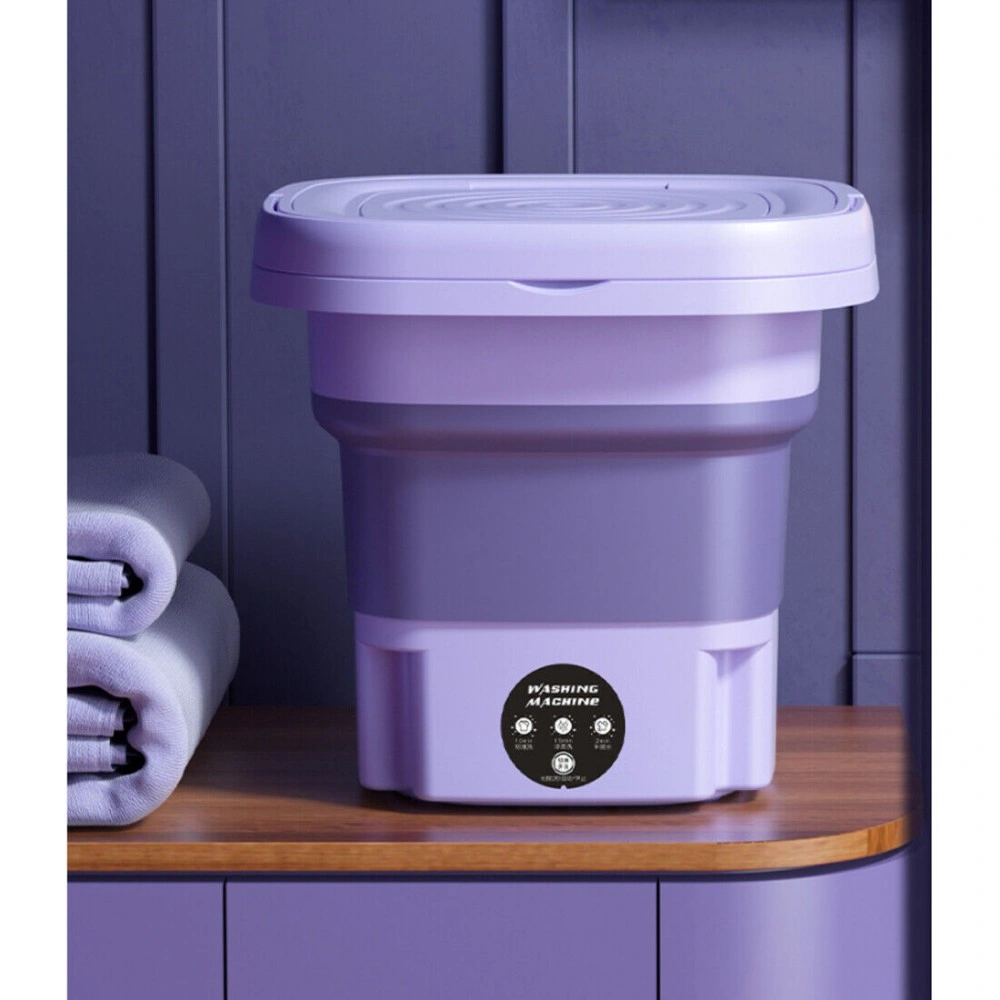 8L Portable Mini Washing Machine, Foldable Washer & Spin Dryer for Travel, UK Purple view 2