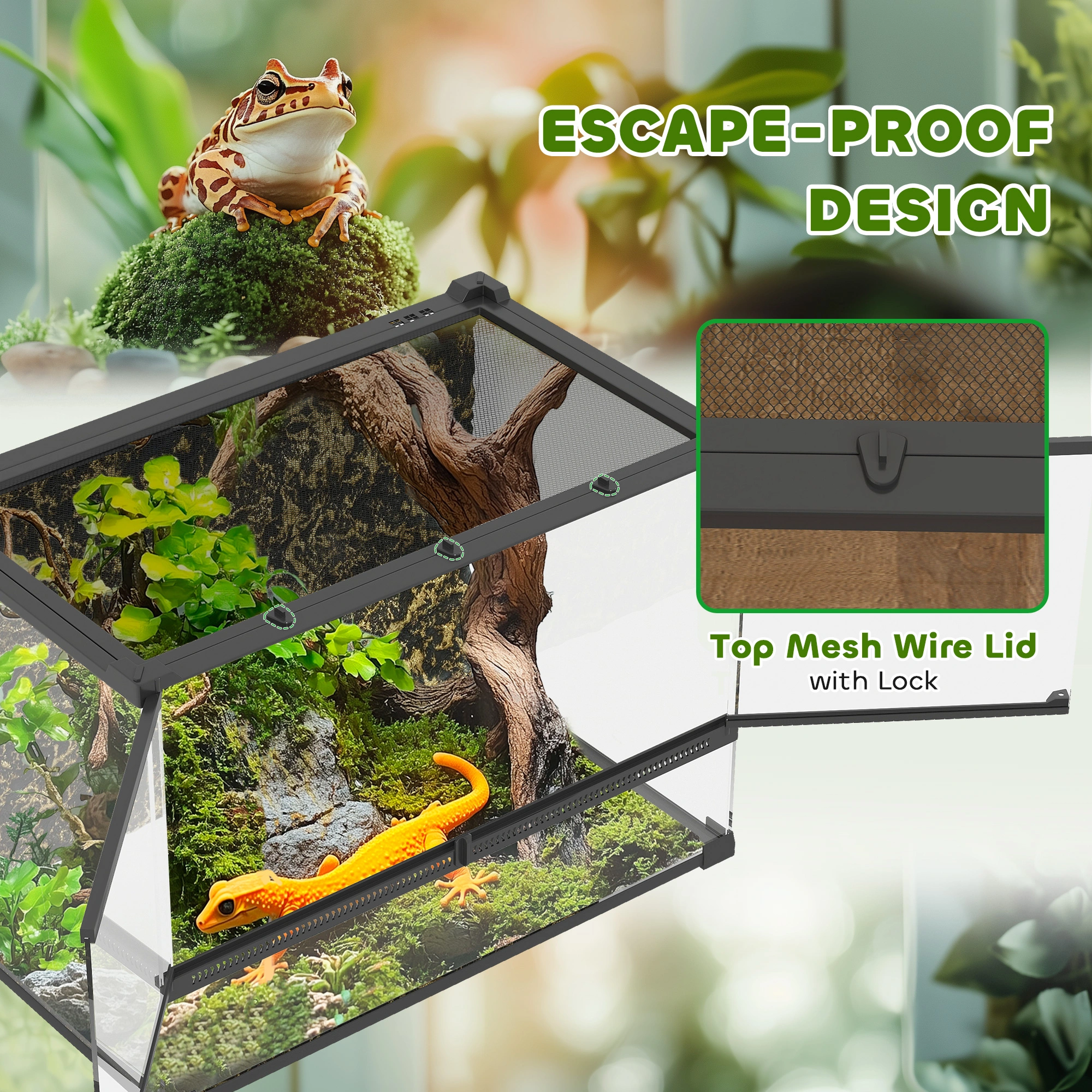 Turtle Cage Tortoise House - Spacious Reptile Enclosure with Ventilation, Safe Habitat for Tortoises, Lizards & Small Pets view 3
