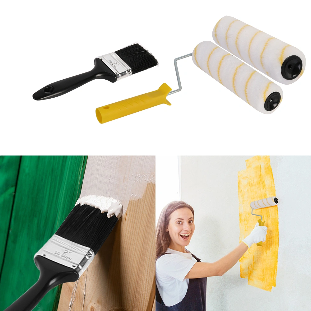 Paint Roller Set with Extension Pole & Tray, Paint Brush + Roller Sleeves for Wall and Ceiling Painting view 3