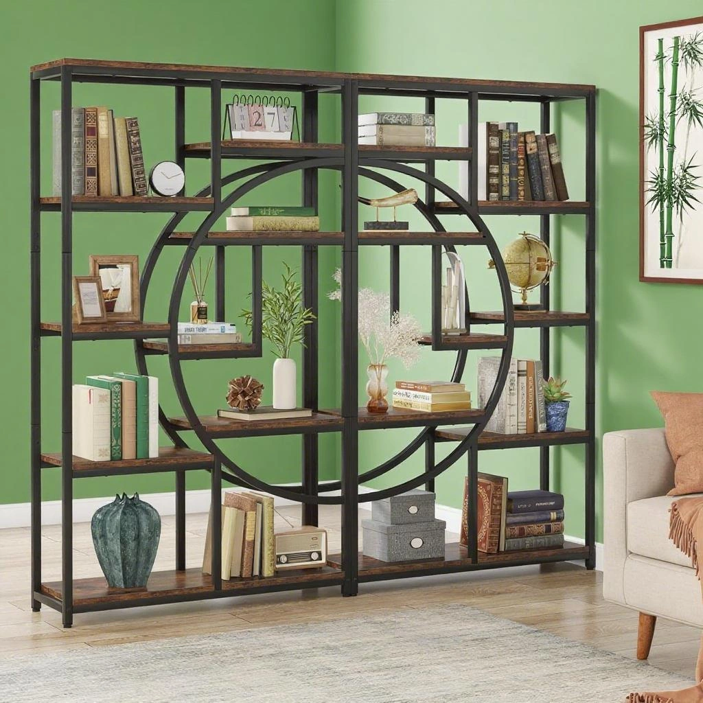 White Bookshelf Storage Cabinet, 5-Tier Open Shelving Unit with Bottom Cabinet, Wood Bookcase for Living Room Bedroom view 5