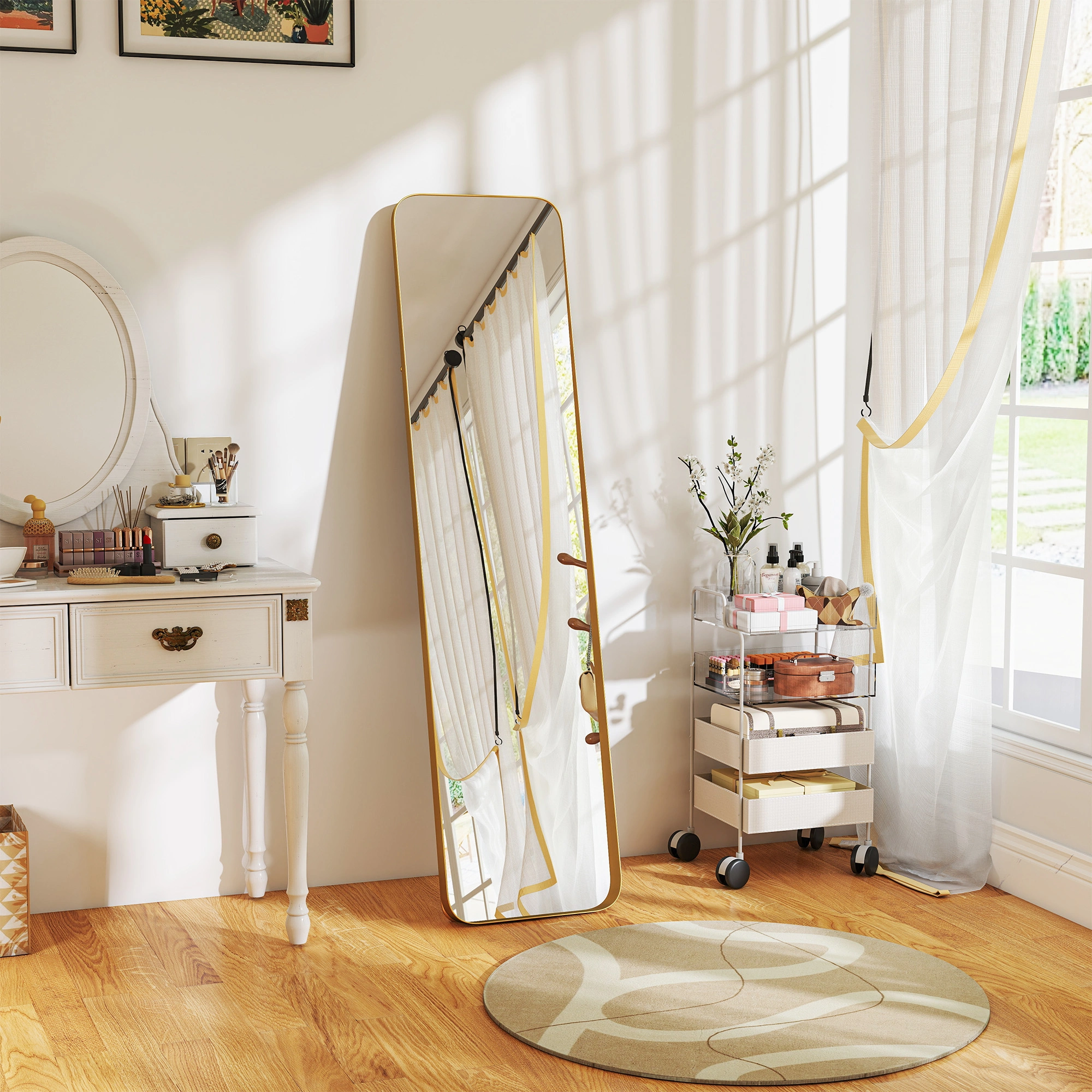Full Length Dressing Mirror with Stand for Bedroom, Full Body Vanity Mirror view 3