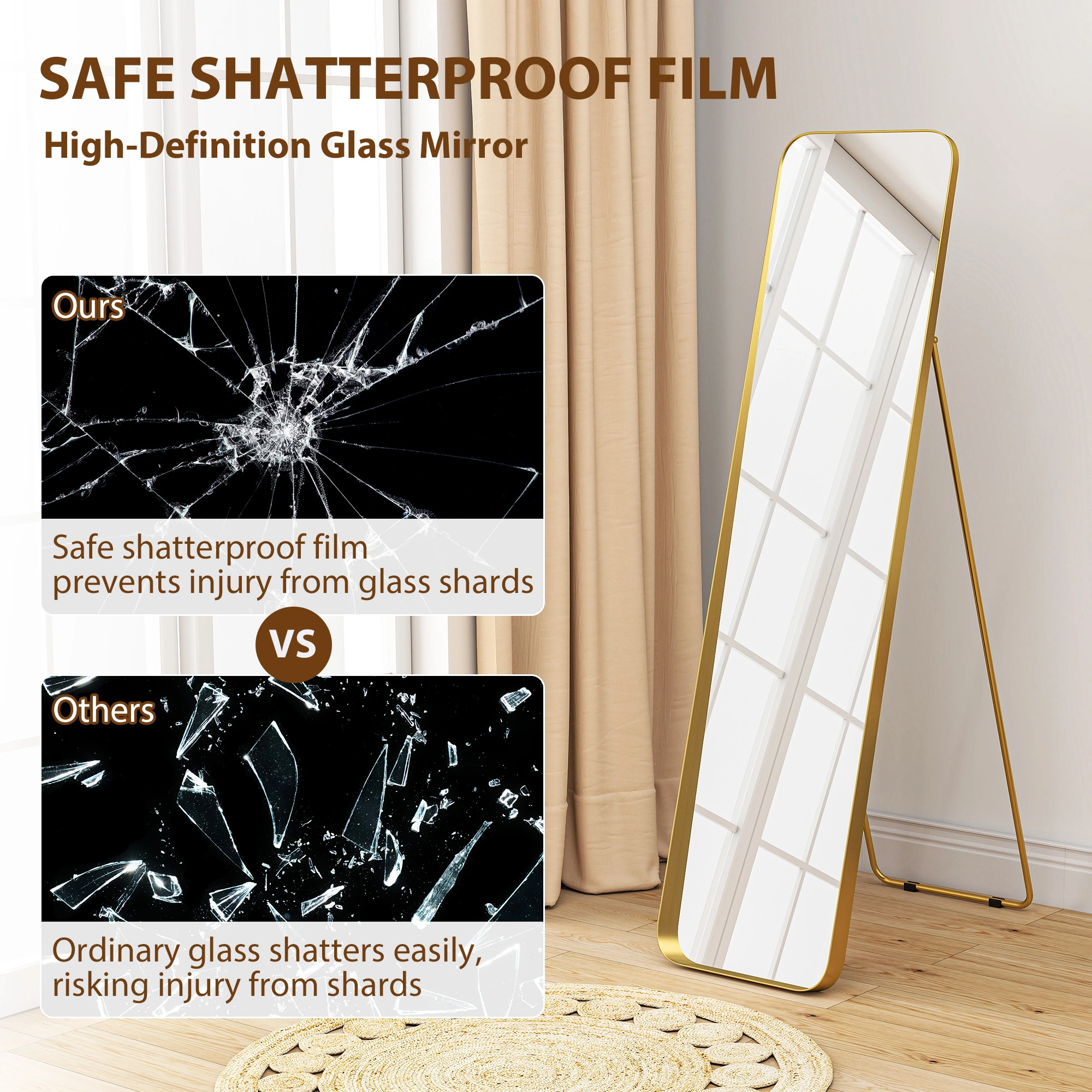 Full Length Dressing Mirror with Stand for Bedroom, Full Body Vanity Mirror view 4