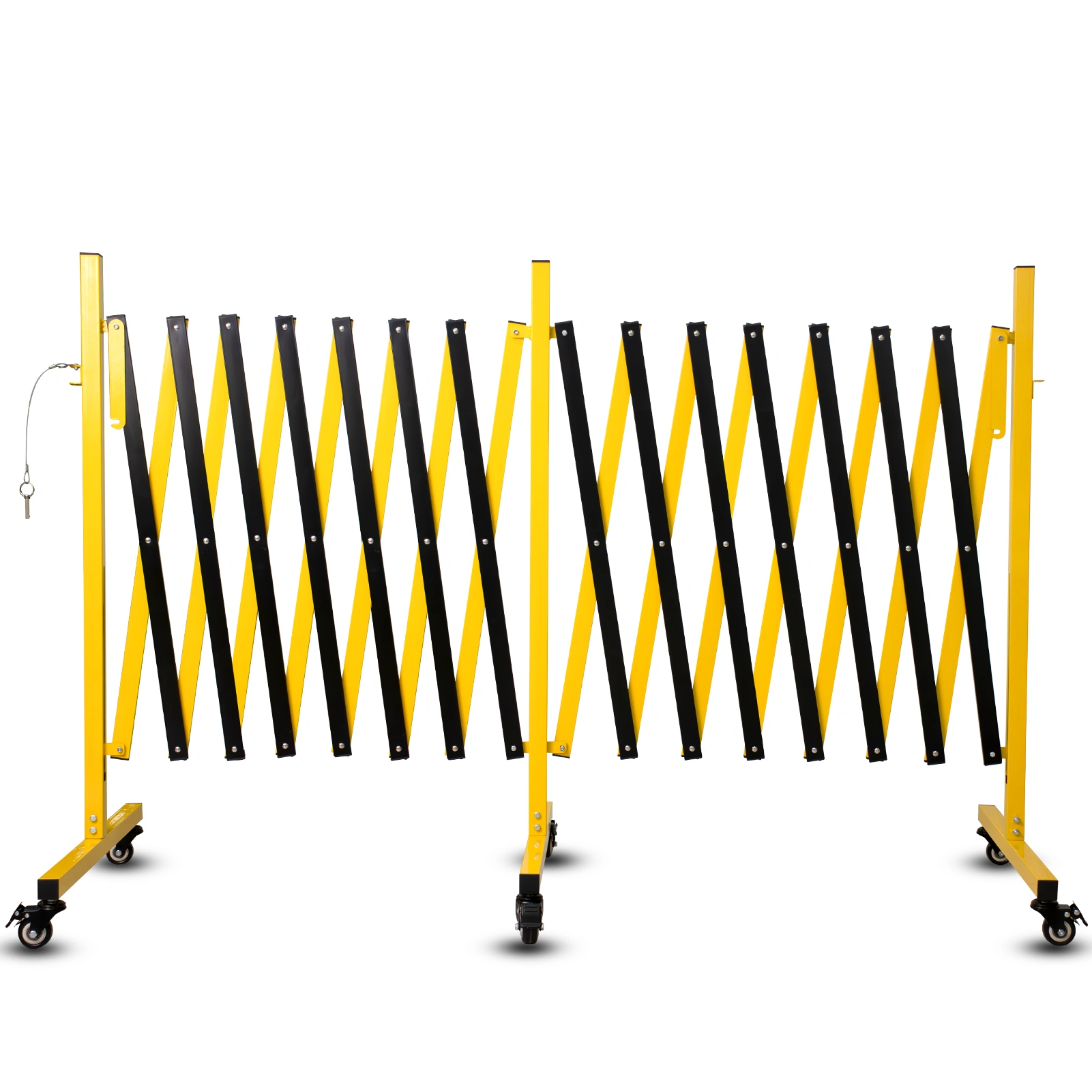 Metal Expandable Barricade 3.35m Retractable Fence Outdoor Mobile Safety Barrier Gate with Casters Collapsible Accordion Barricade Gate