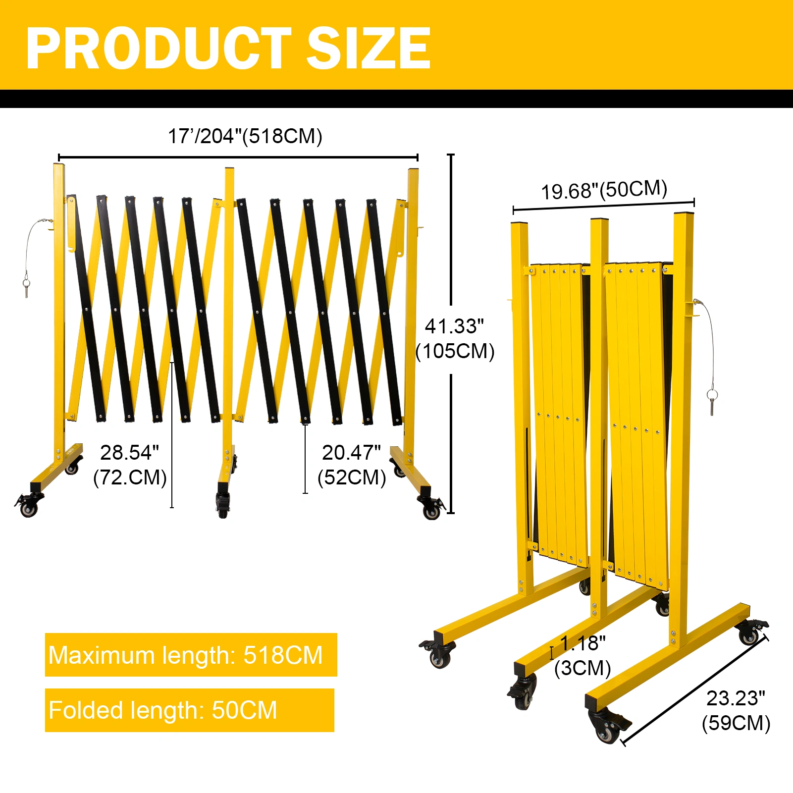 Metal Expandable Barricade 3.35m Retractable Fence Outdoor Mobile Safety Barrier Gate with Casters Collapsible Accordion Barricade Gate view 2