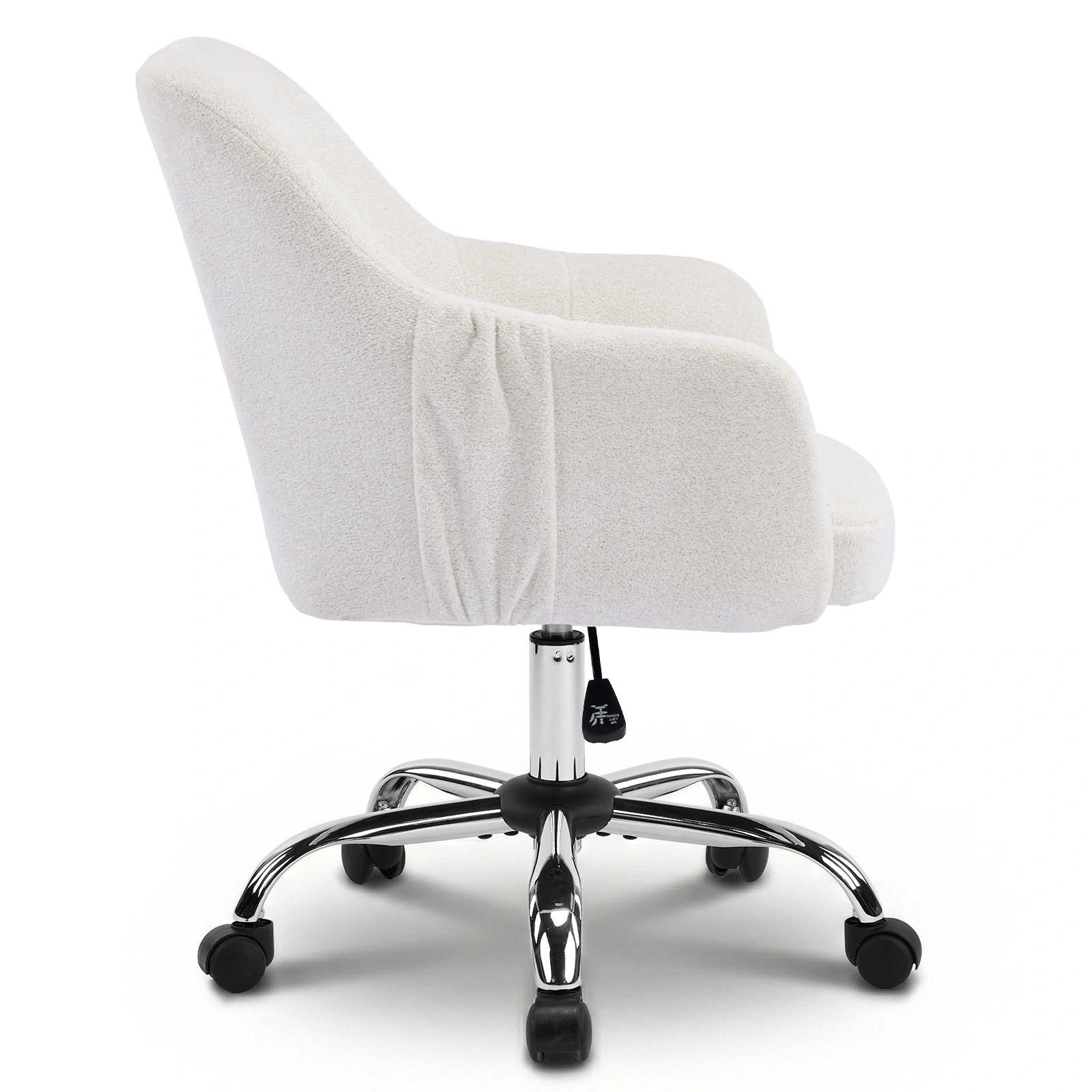 24.4" W x 17.3" D x 31"-35"H Upholstered Home Office Desk Chair with Armrests, Height Adjustable 360° Swivel Rolling Vanity Chair, Soft Snowflake Velvet Fabric Leisure Task Chair for Bedroom Study Living Room, Be view 6
