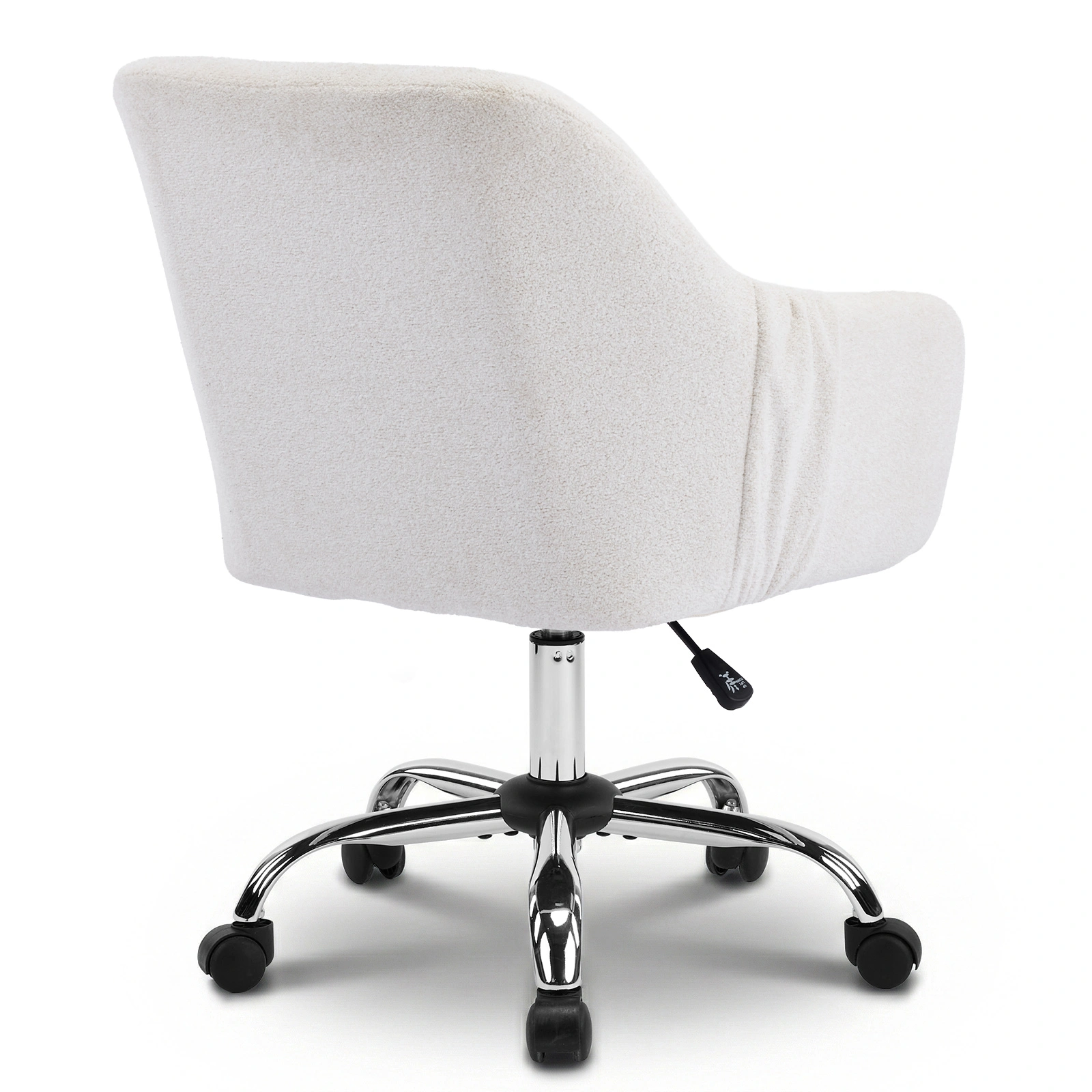 24.4" W x 17.3" D x 31"-35"H Upholstered Home Office Desk Chair with Armrests, Height Adjustable 360° Swivel Rolling Vanity Chair, Soft Snowflake Velvet Fabric Leisure Task Chair for Bedroom Study Living Room, Be view 7