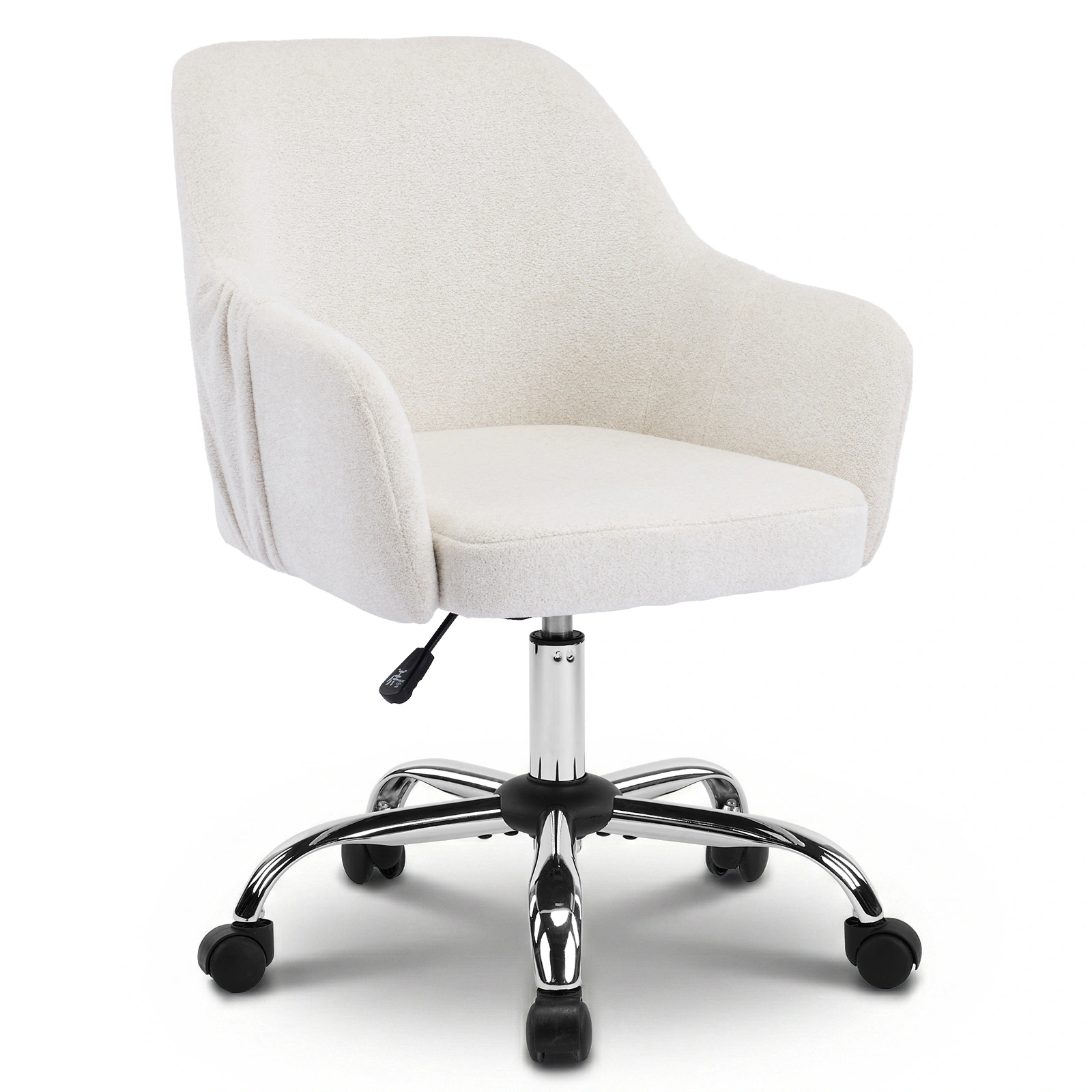 24.4" W x 17.3" D x 31"-35"H Upholstered Home Office Desk Chair with Armrests, Height Adjustable 360° Swivel Rolling Vanity Chair, Soft Snowflake Velvet Fabric Leisure Task Chair for Bedroom Study Living Room, Be view 8