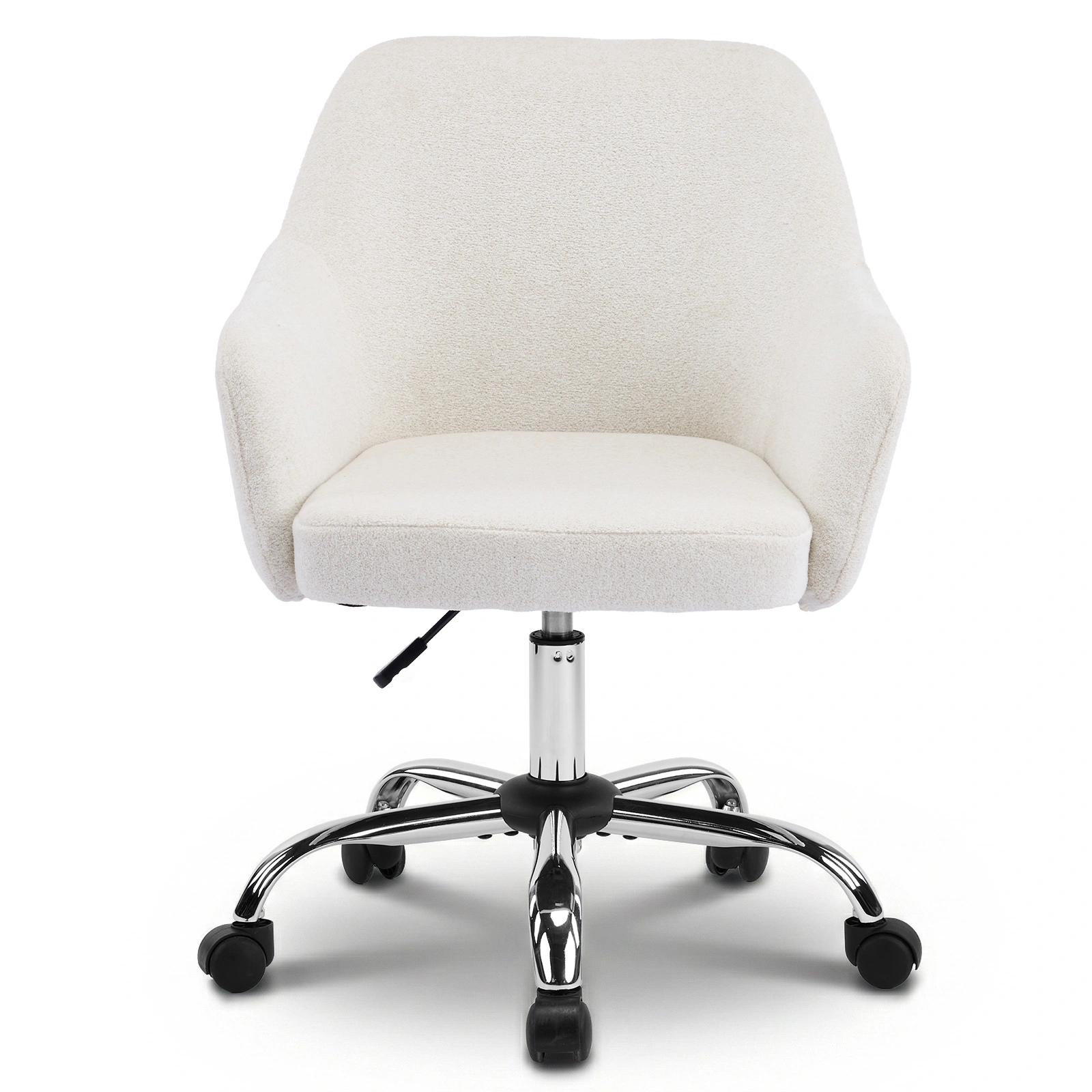 24.4" W x 17.3" D x 31"-35"H Upholstered Home Office Desk Chair with Armrests, Height Adjustable 360° Swivel Rolling Vanity Chair, Soft Snowflake Velvet Fabric Leisure Task Chair for Bedroom Study Living Room, Be view 9