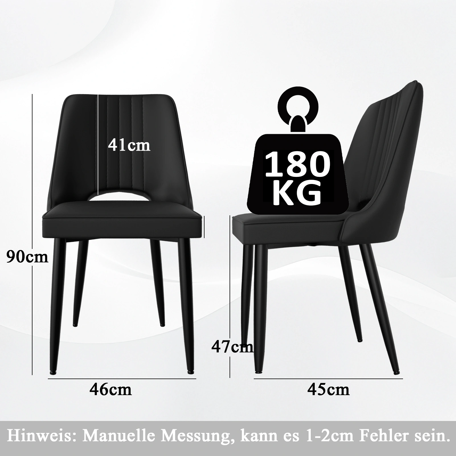 8 PCS Dining Chairs Set, Faux Leather High Back Dining Room Chairs with Metal Legs, Padded Kitchen Chair for Living Room, Bedroom, Modern Upholstered Accent Chair view 2