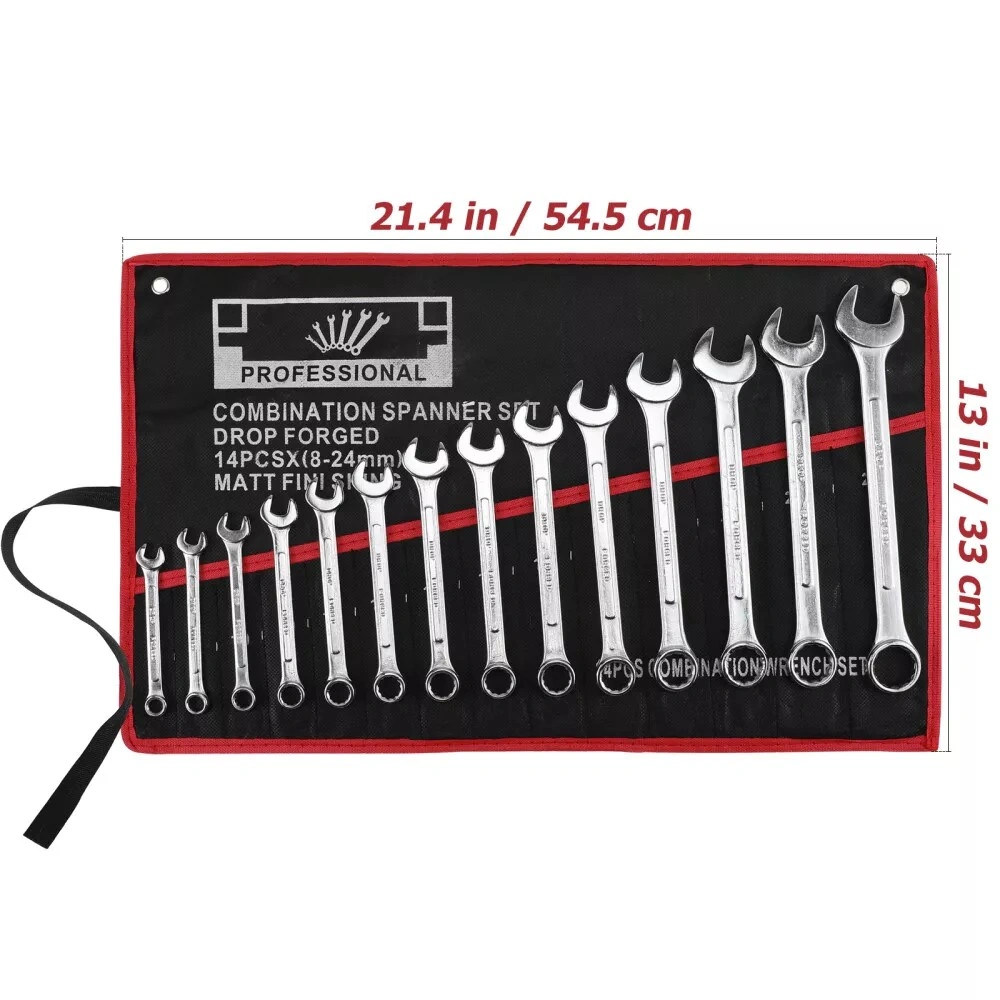 Craftsman 14 Piece Metric Spanner Wrench Set, Combination Open End Wrenches 8-24mm Chrome Vanadium Steel