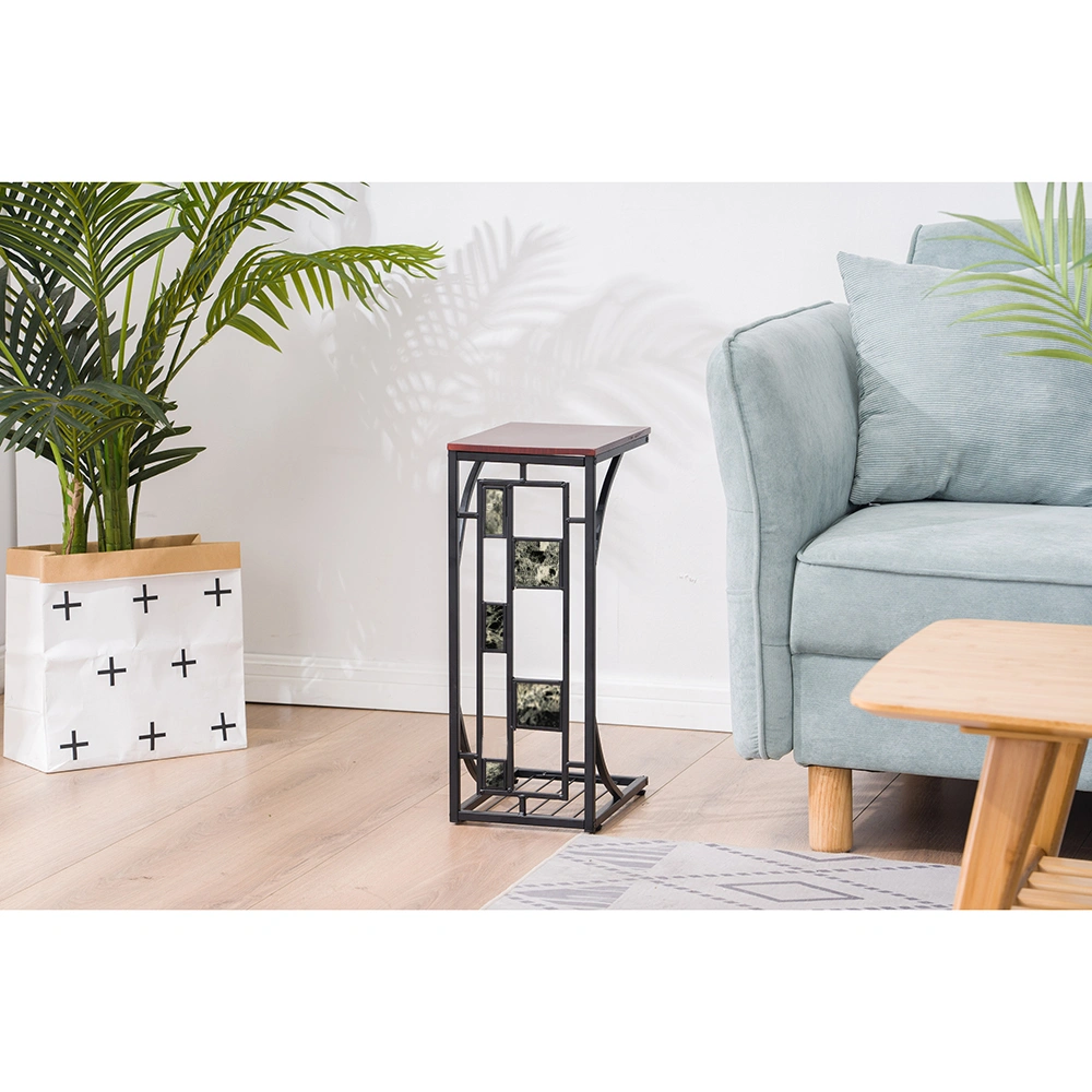 Brown Iron Side Table / Coffee Table - Compact Metal Accent Table view 2