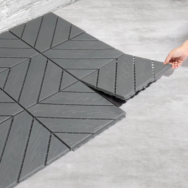 Plastic Interlocking Deck Tiles, 27 Pack, 11.8"x11.8" Waterproof Flooring Tiles for Indoor and Outdoor, Patio Floor Decking Tiles for Porch Poolside Balcony Backyard, Dark Grey view 3
