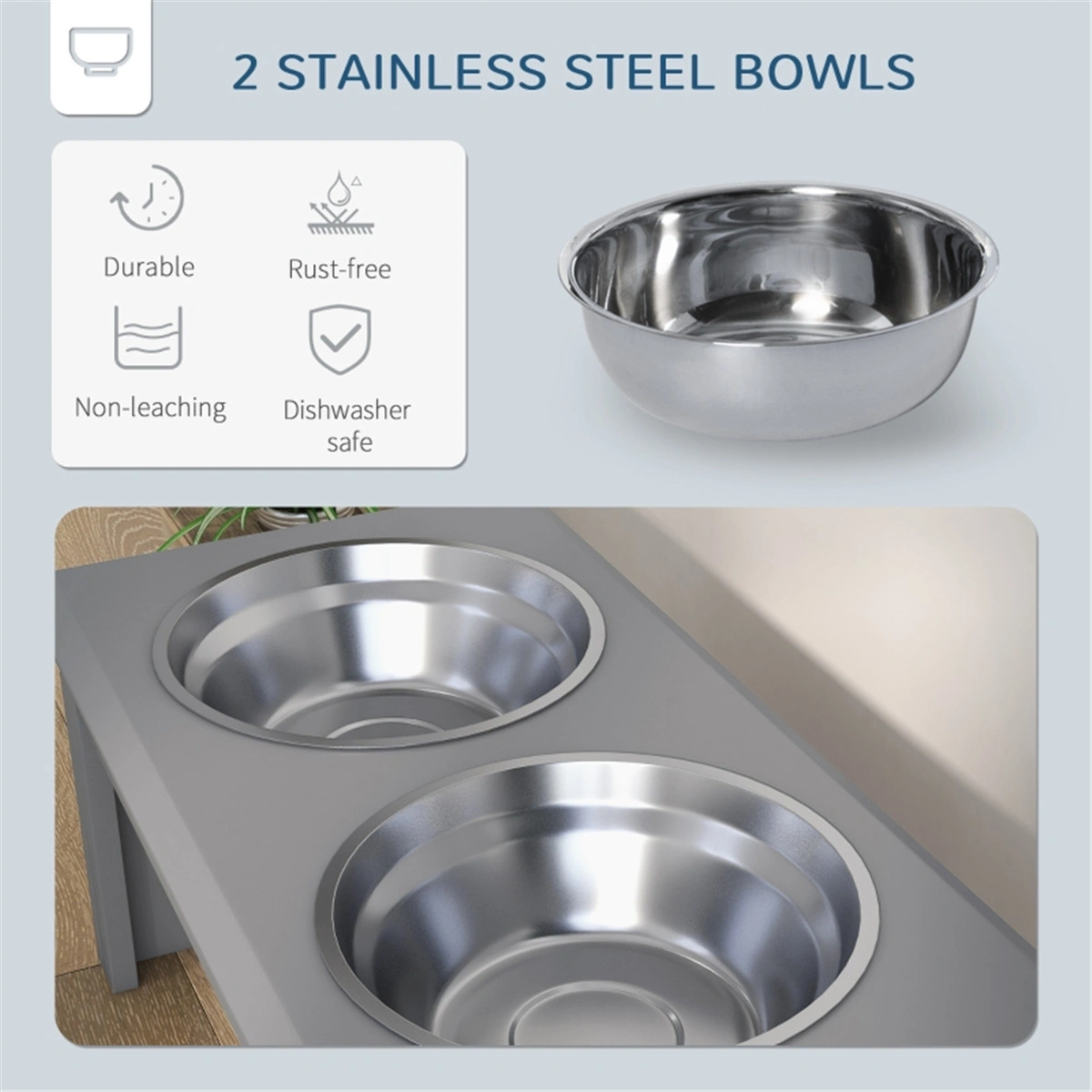 Dog Bowls & Pet Feeding Storage Station - Multi-Functional Pet Food Bowl Organizer with Water Dispenser for Dogs & Cats view 2