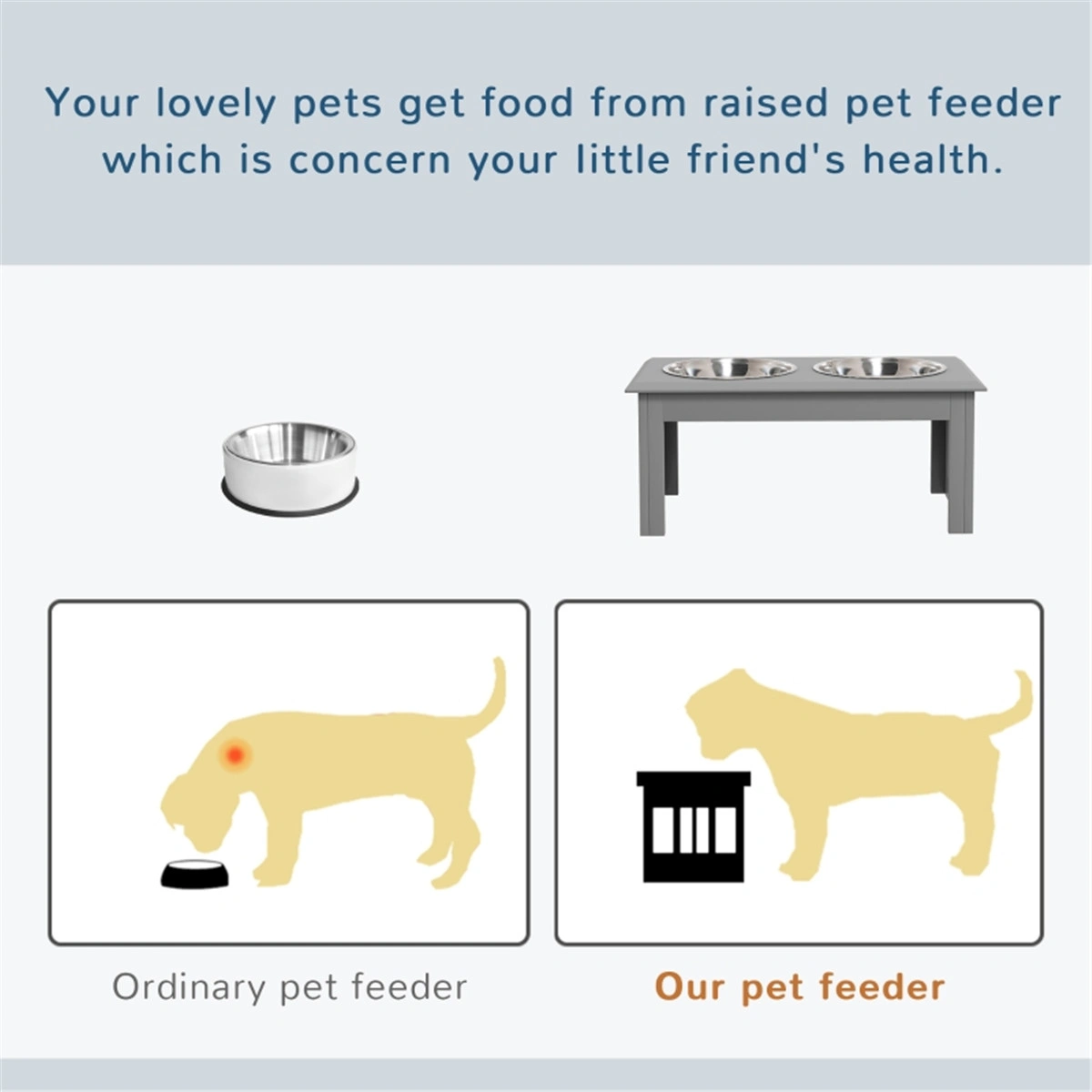Dog Bowls & Pet Feeding Storage Station - Multi-Functional Pet Food Bowl Organizer with Water Dispenser for Dogs & Cats view 3