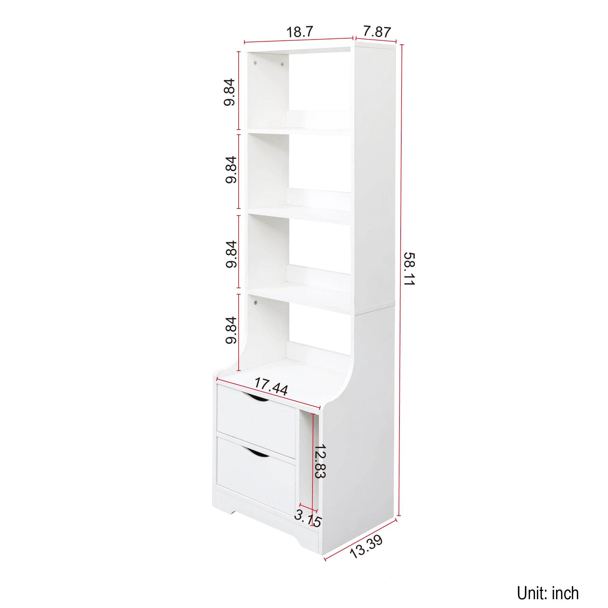 Night Stand with Bookshelf & 2 Storage Drawers, Bedside Table with Open Shelf for Bedroom, Living Room, Small Space Storage Organizer view 3