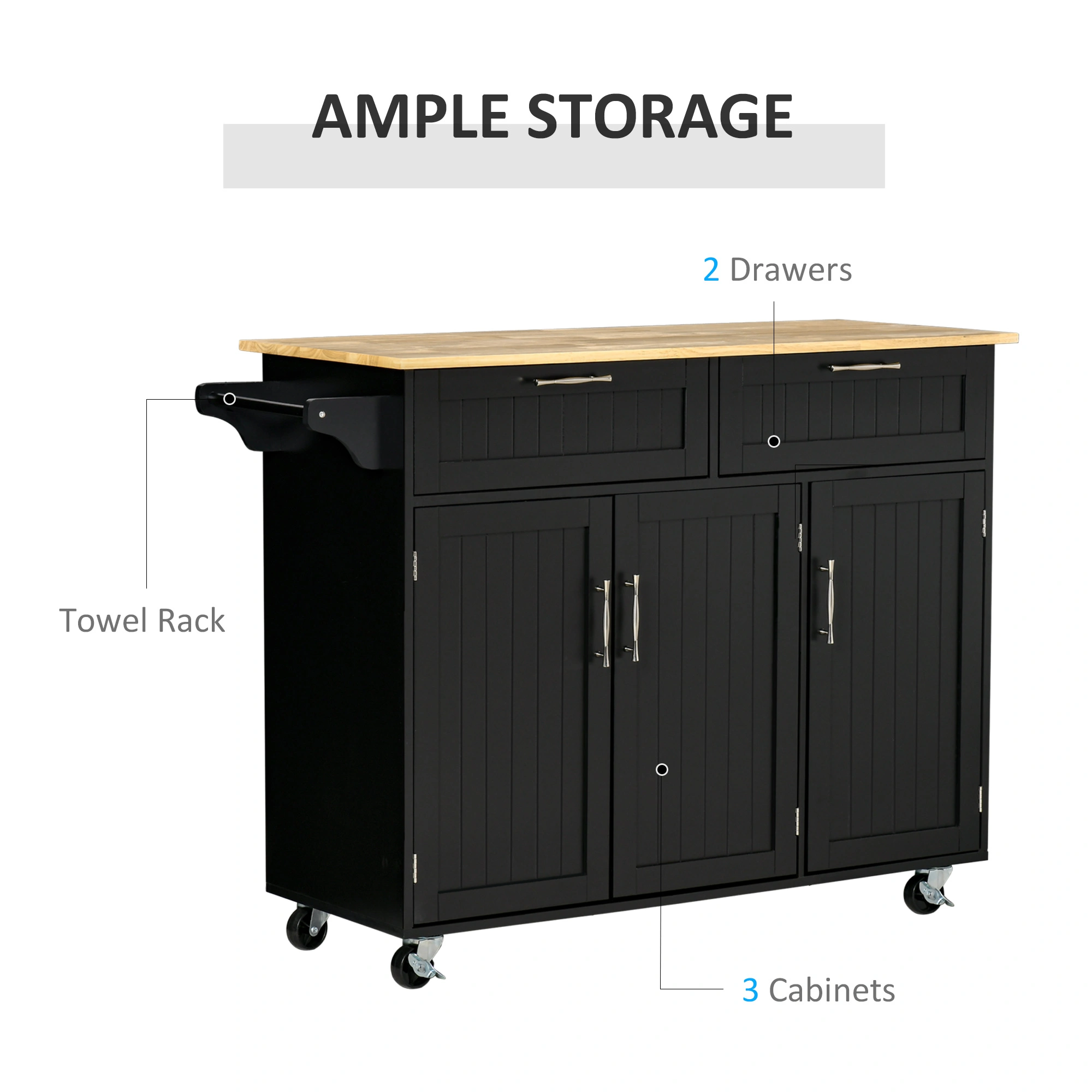 Modern Kitchen Storage Cabinet with Shelves, Doors & Drawers, Freestanding Pantry Organizer for Dining Room, Hallway view 3