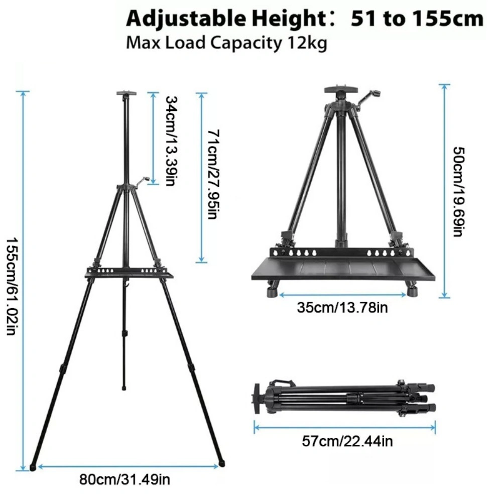 Adjustable Art Easel Stand 51-155cm Folding Tripod for Painting Drawing with Carry Bag view 3