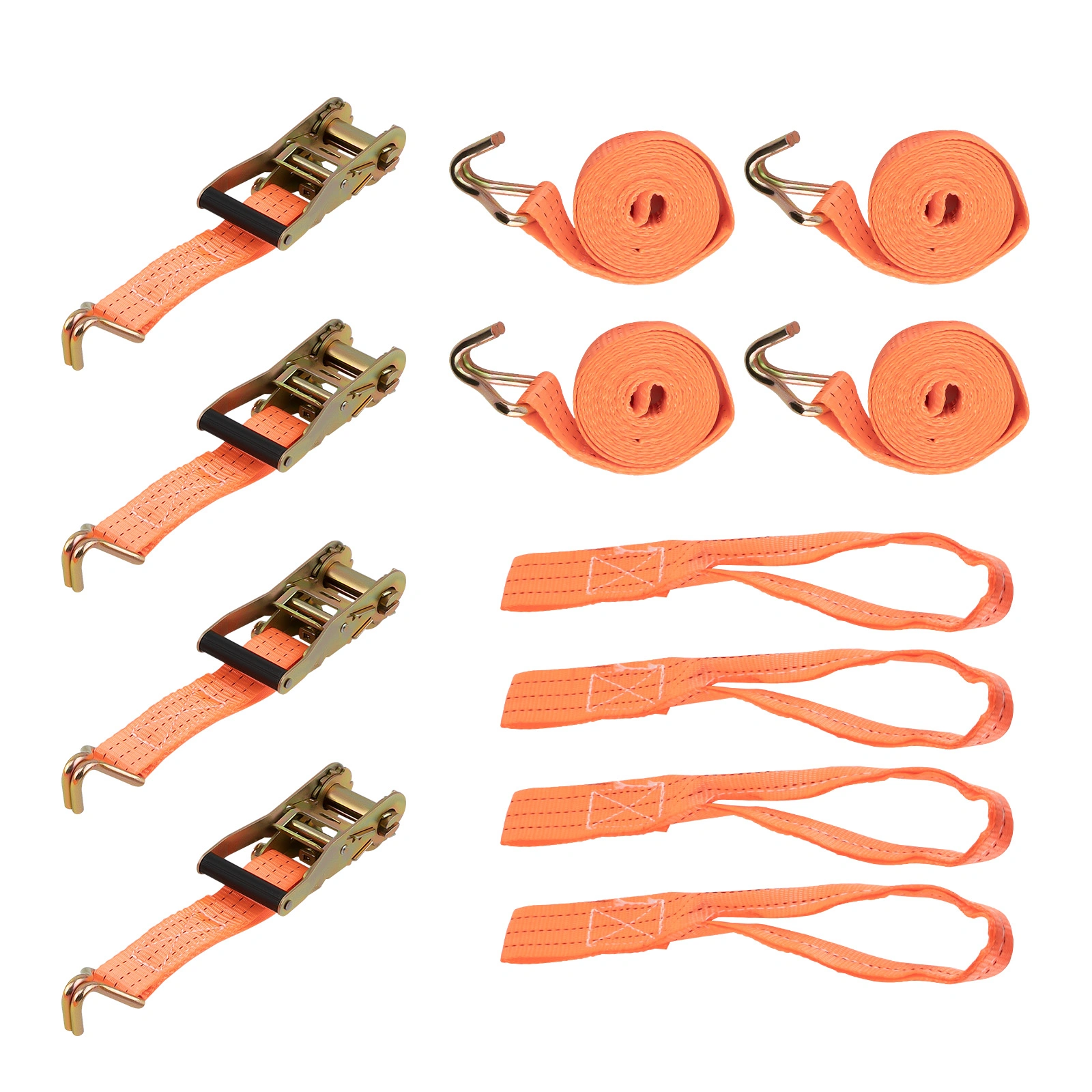4 Pack Heavy Duty Ratchet Tie Down Straps, 38mm x 2.9M Cargo Straps, 2 Ton Breaking Strength, Lashing Strap for Truck Trailer