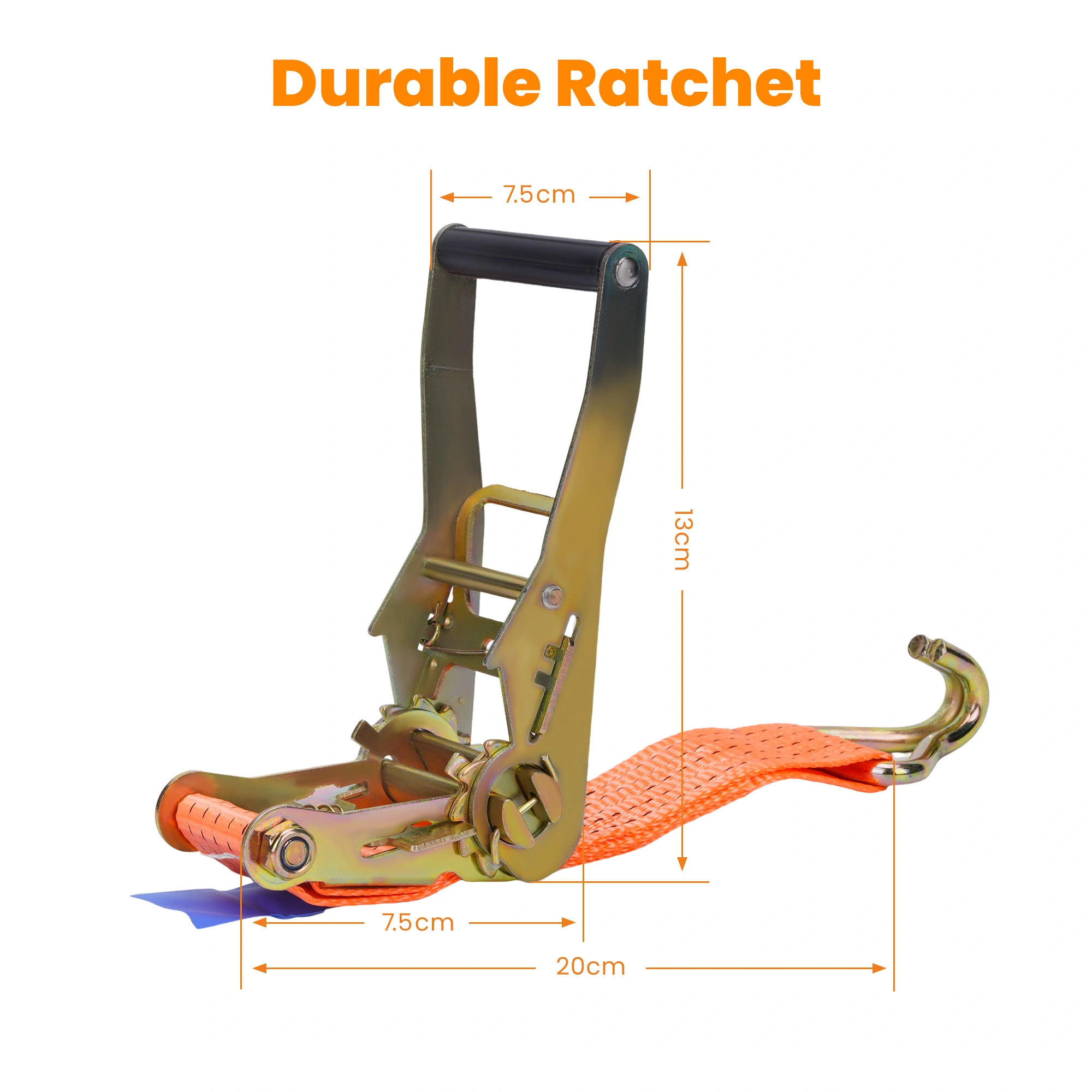 4 Pack Heavy Duty Ratchet Tie Down Straps, 38mm x 2.9M Cargo Straps, 2 Ton Breaking Strength, Lashing Strap for Truck Trailer view 2
