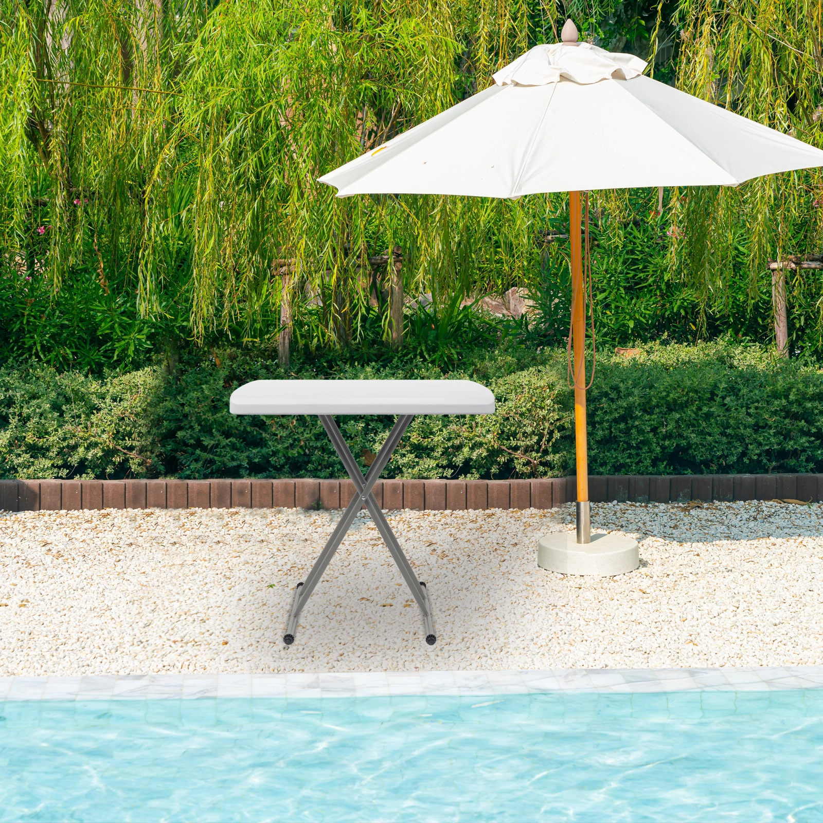 76*50*70.5cm Liftable Garden Plastic Table White view 21