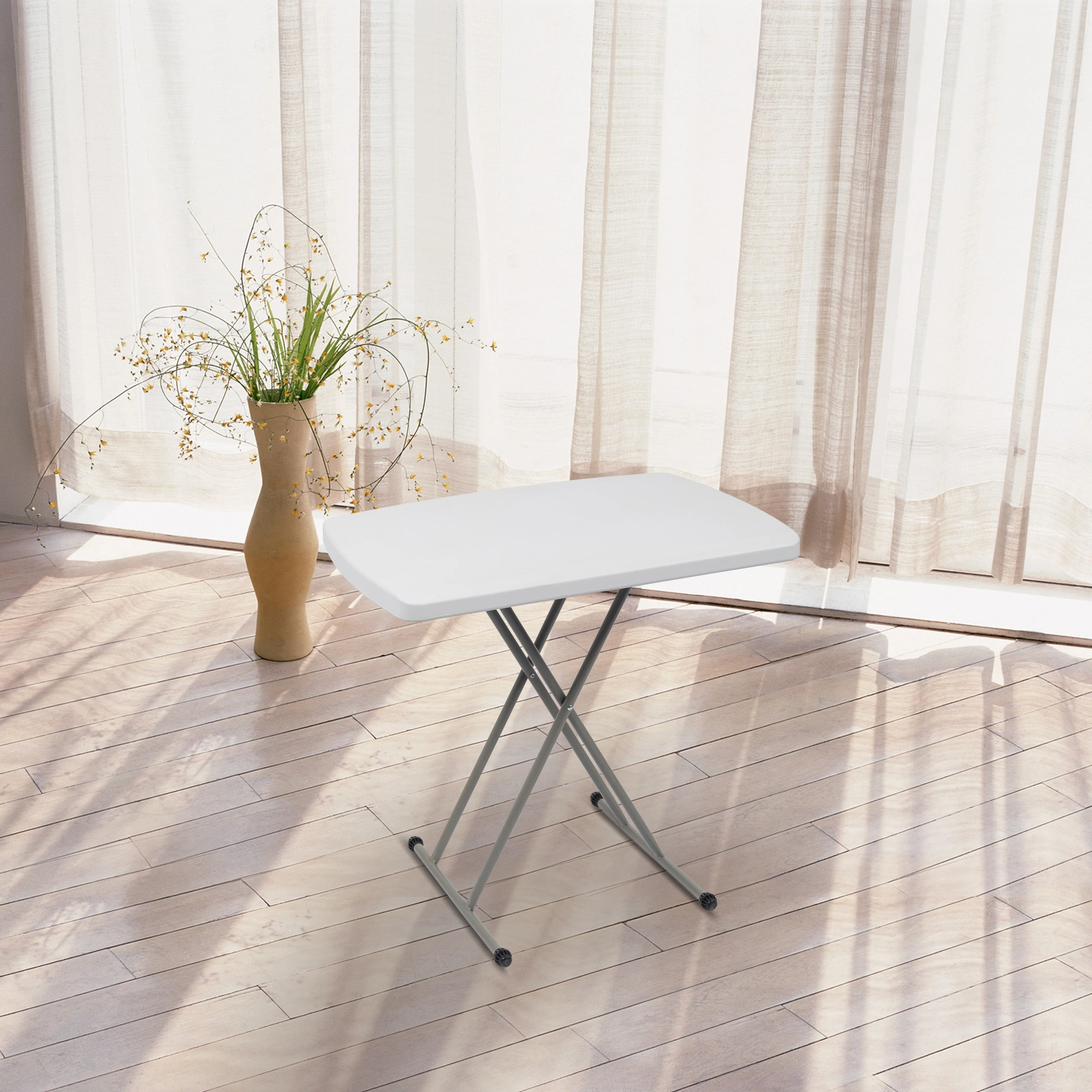 76*50*70.5cm Liftable Garden Plastic Table White view 22