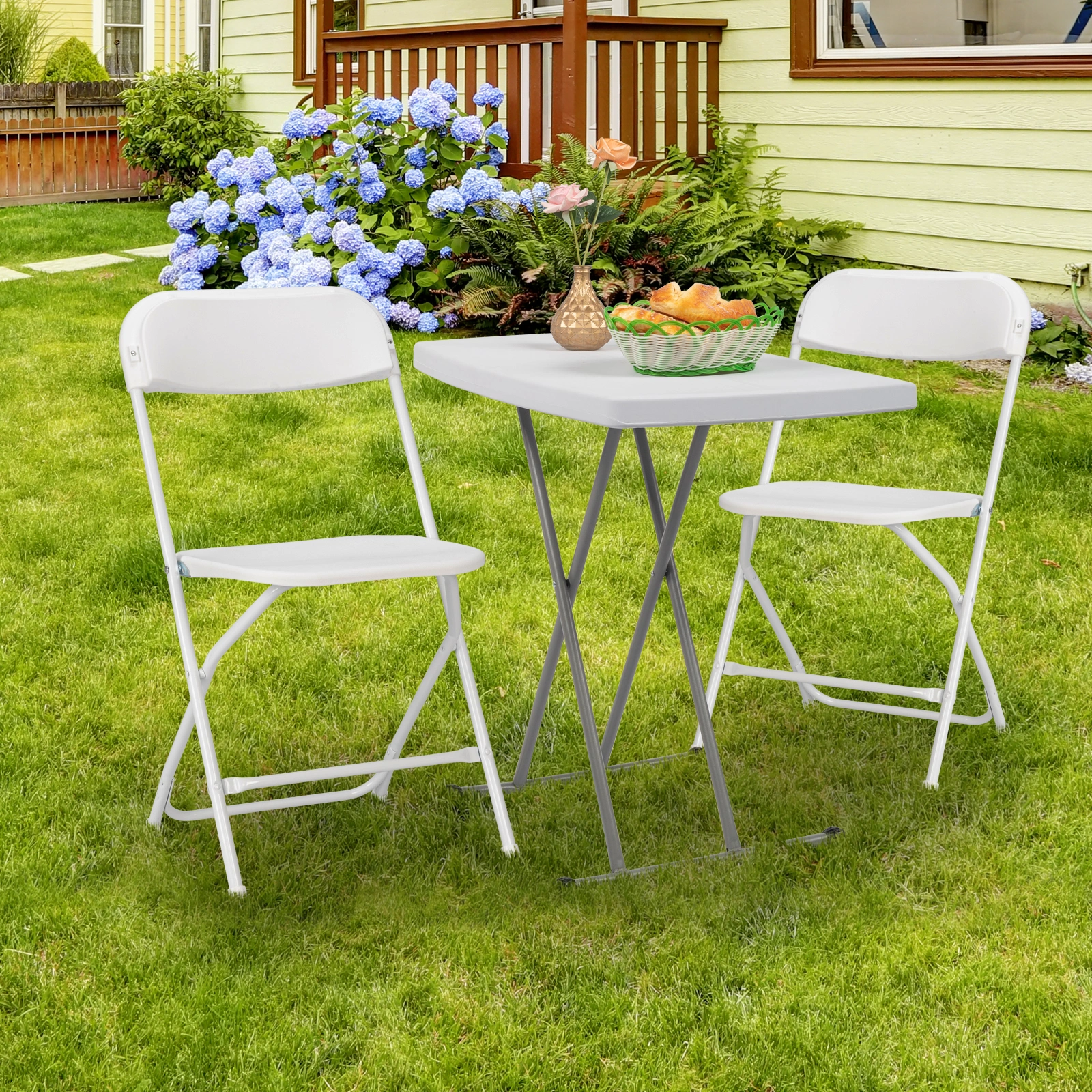 76*50*70.5cm Liftable Garden Plastic Table White view 24