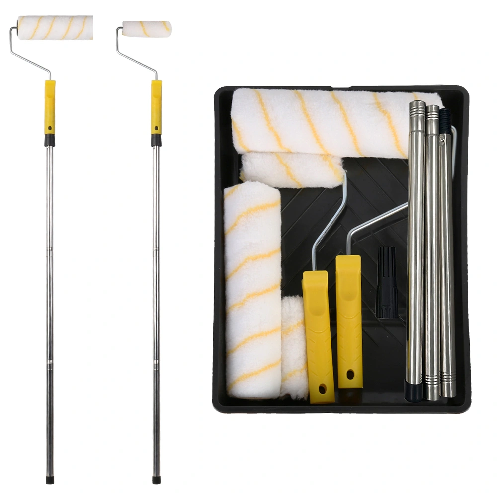 Paint Roller Set with Extension Pole, Tray, Brush and Roller Covers - Complete Wall and Ceiling Painting Kit
