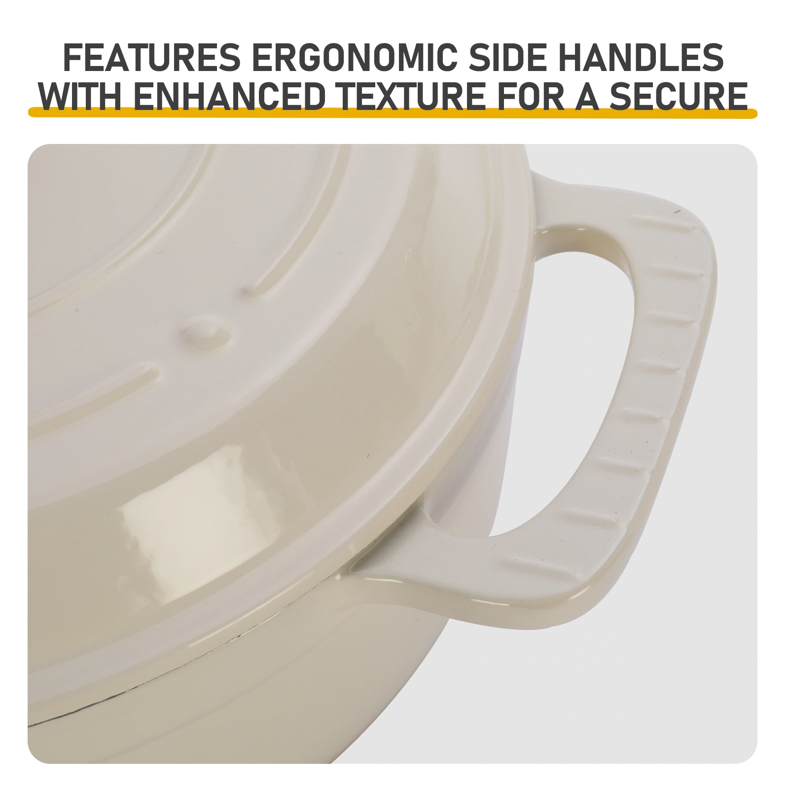 Cast iron 7.5QT cooking pot - Ceramic white - Includes two silicone gloves - Enamel pot view 5