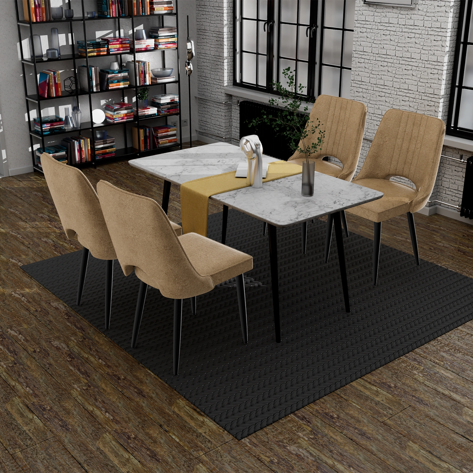 Set of 2 PU Leather Dining Chairs with Backrest - Kitchen Chairs for Dining Room, Living Room, Lounge, Counter view 5