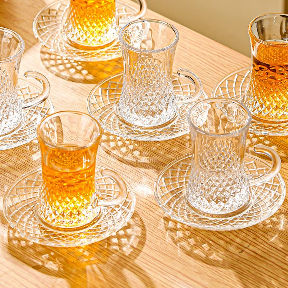 6Pcs Large Clear Glass Mugs with Handle - Coffee, Cappuccino, Latte & Tea Cup Set view 2