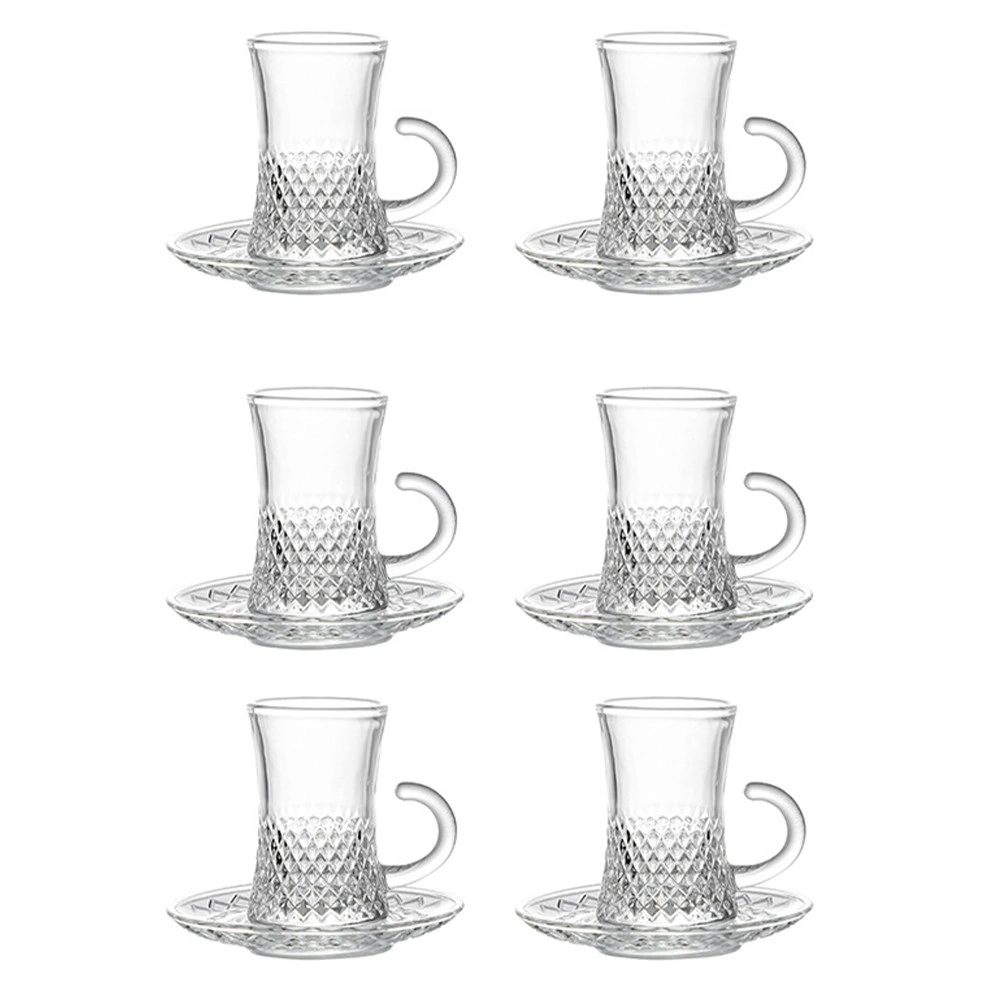 6Pcs Large Clear Glass Mugs with Handle - Coffee, Cappuccino, Latte & Tea Cup Set view 3