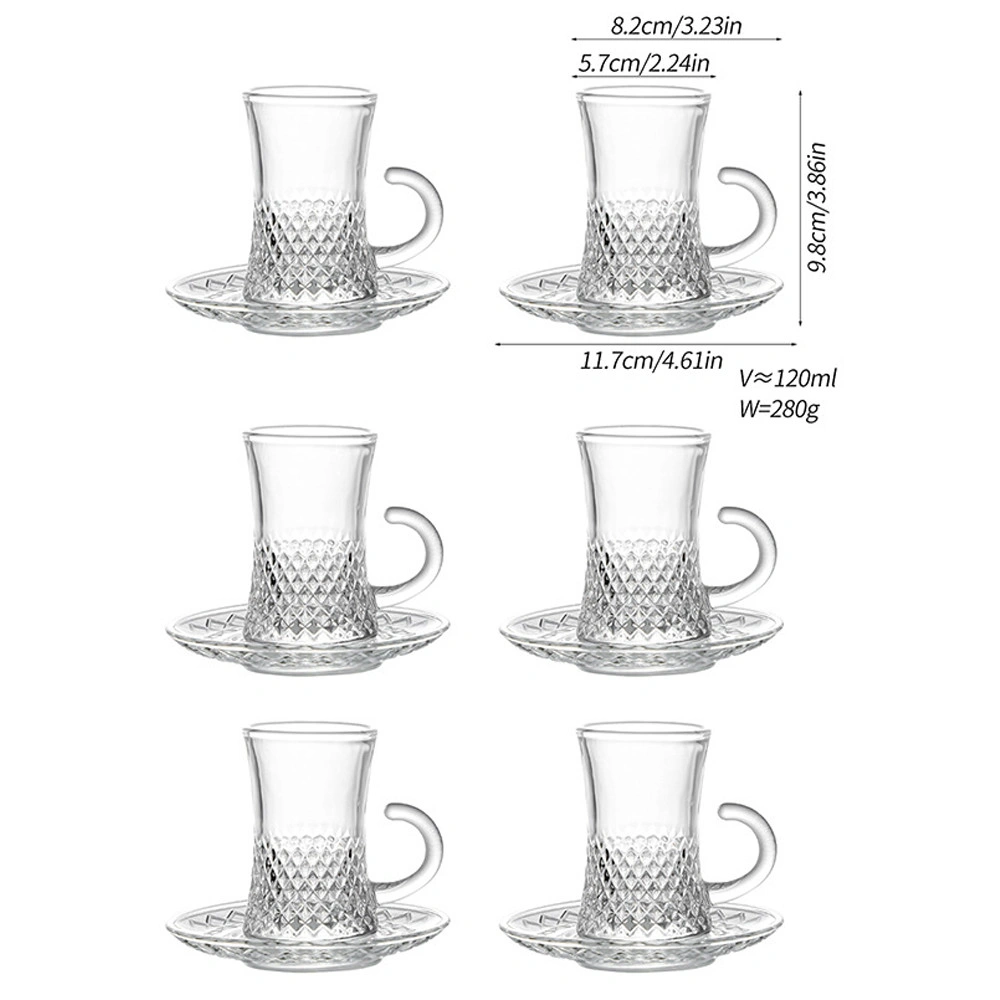 6Pcs Large Clear Glass Mugs with Handle - Coffee, Cappuccino, Latte & Tea Cup Set view 4