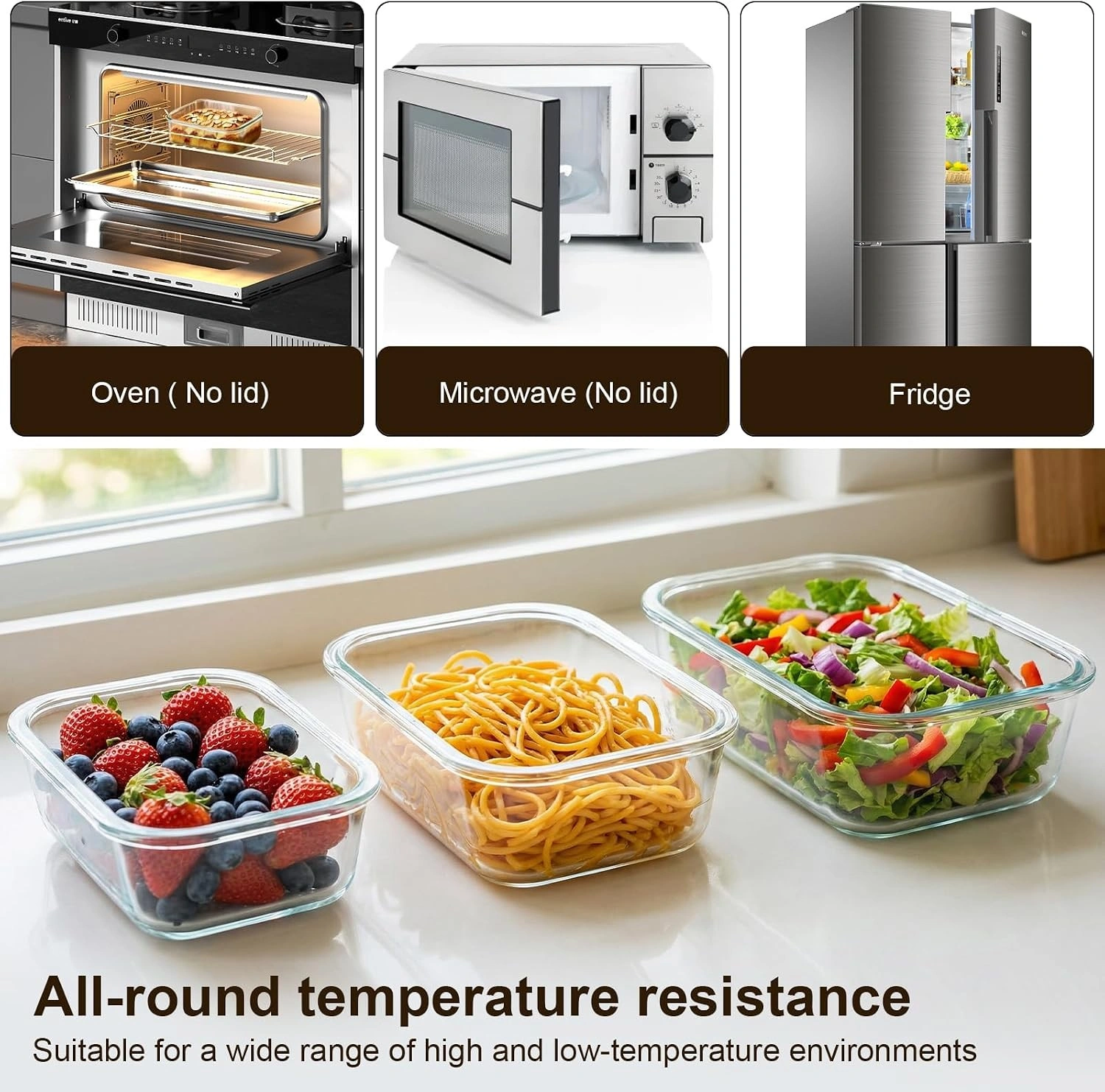Glass Food Storage Containers with Lids 3 Pack Leakproof 1040ml Meal Prep Bento Boxes for Kitchen Organization and On-the-Go Storage view 3