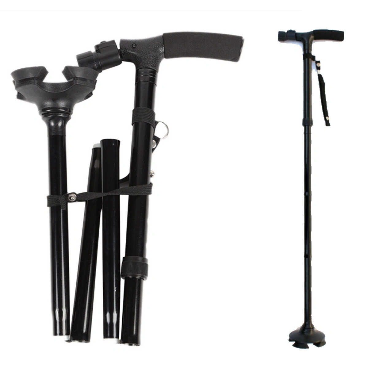 5-Level Adjustable Foldable Walking Cane w/ LED Light Portable Hiking Travel Stick view 3